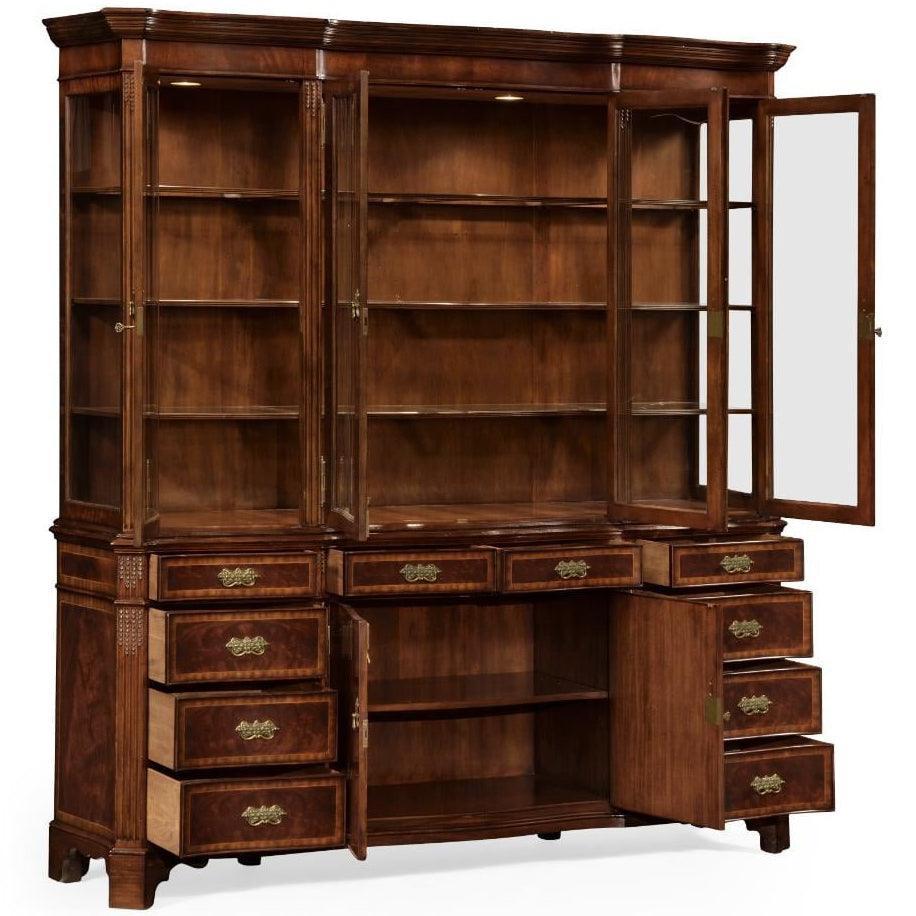 Jonathan Charles Serpentine Architrave Mahogany China Cabinet