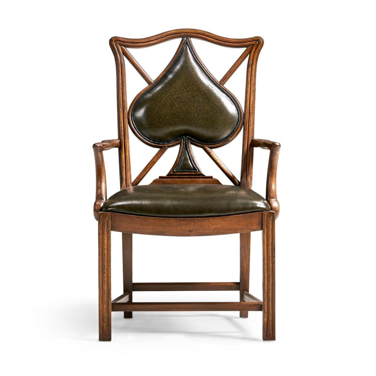 Jonathan Charles Armchair Spade Playing Card in English Green Leather