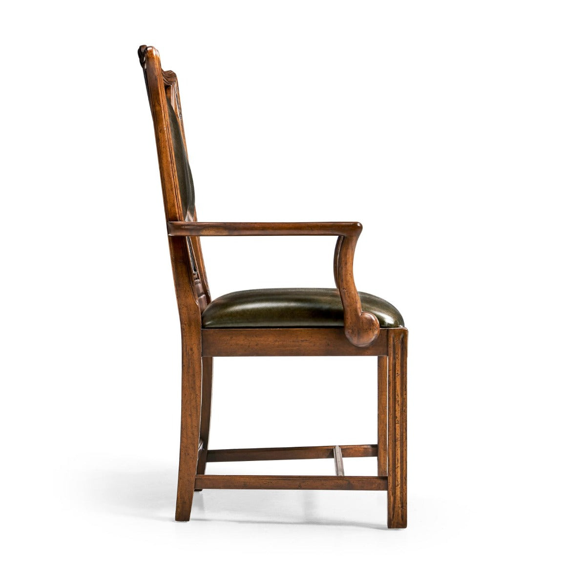 Jonathan Charles Armchair Spade Playing Card in English Green Leather