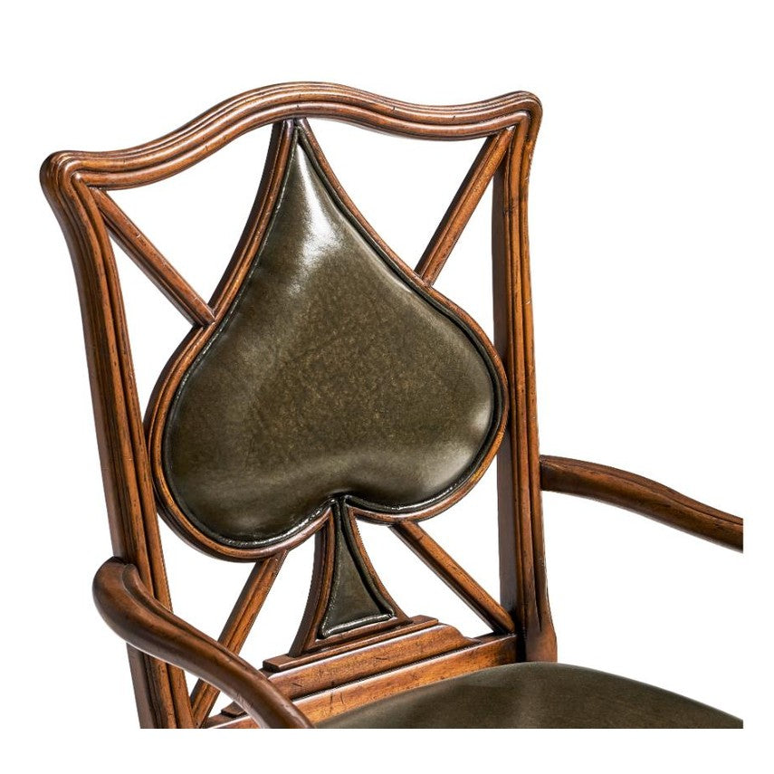 Jonathan Charles Armchair Spade Playing Card in English Green Leather