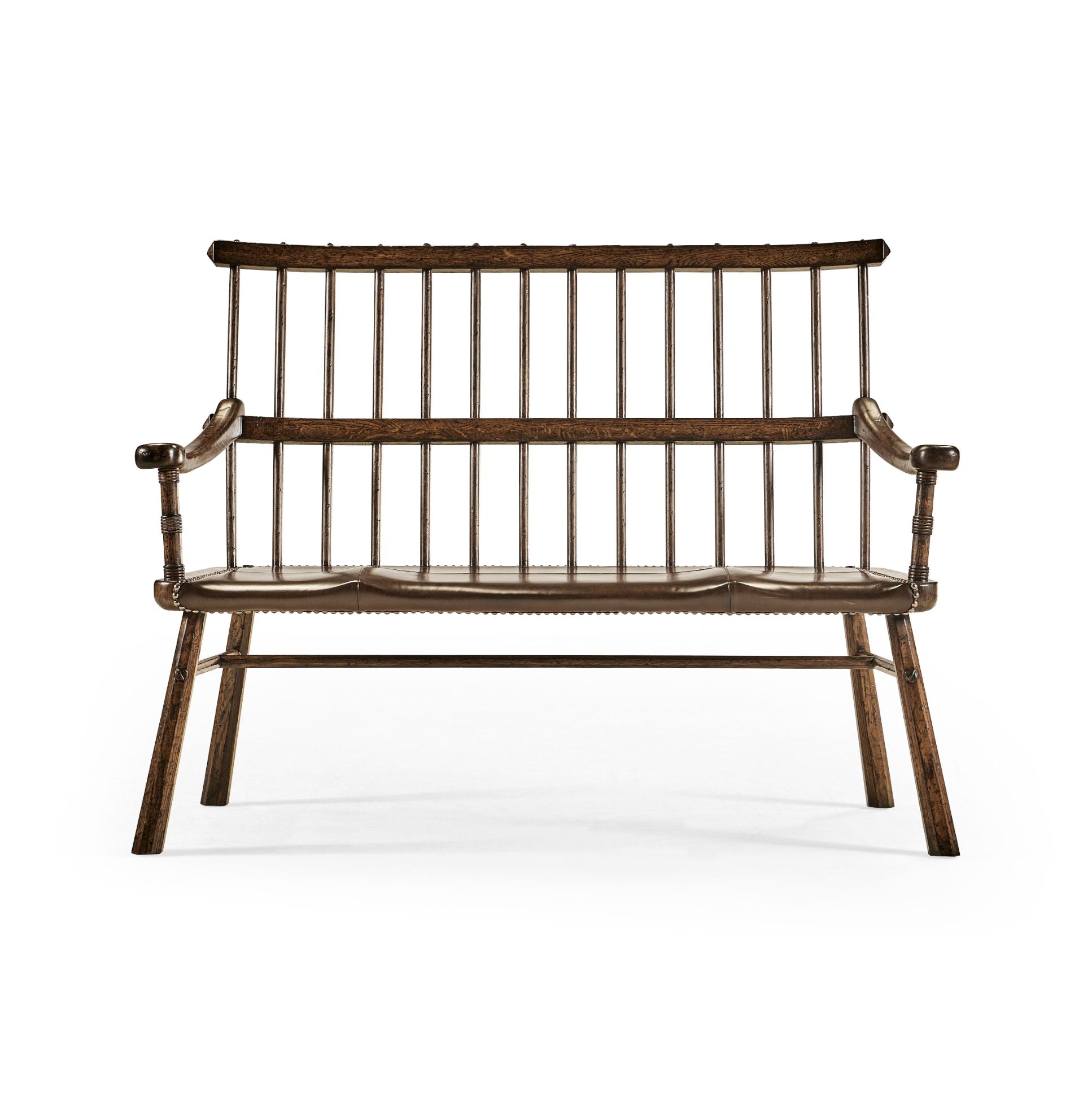 Jonathan Charles Forest Tudor Oak Bench with Leather Seat