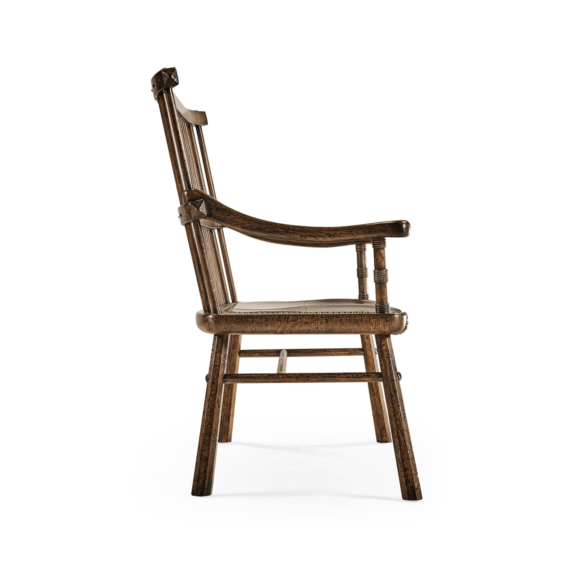 Jonathan Charles Forest Tudor Oak Bench with Leather Seat