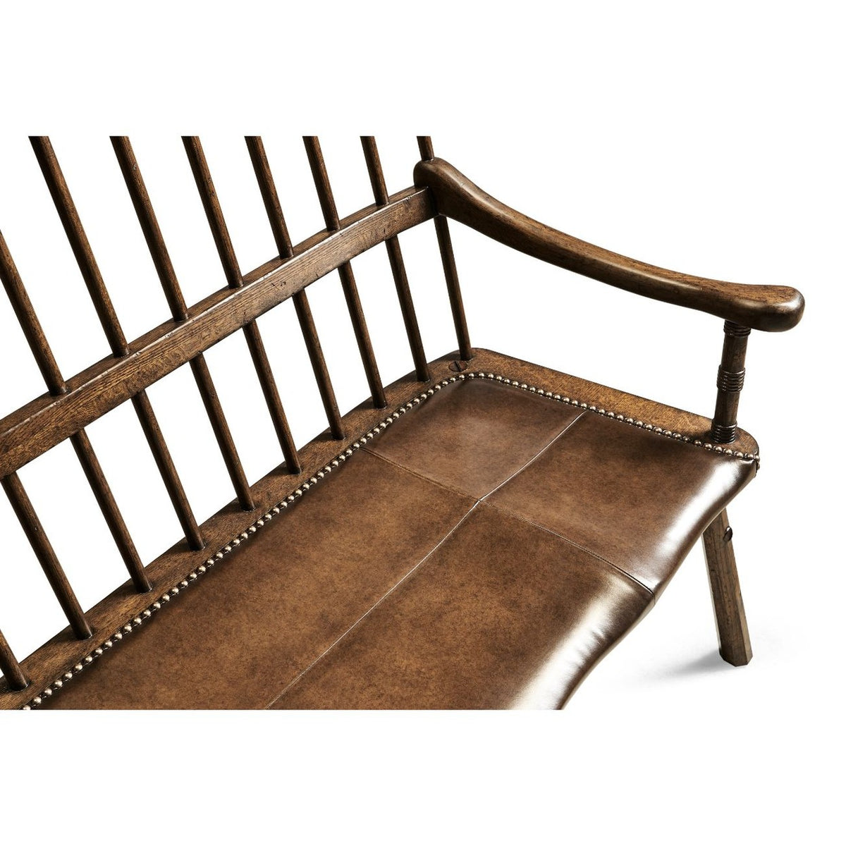 Jonathan Charles Forest Tudor Oak Bench with Leather Seat