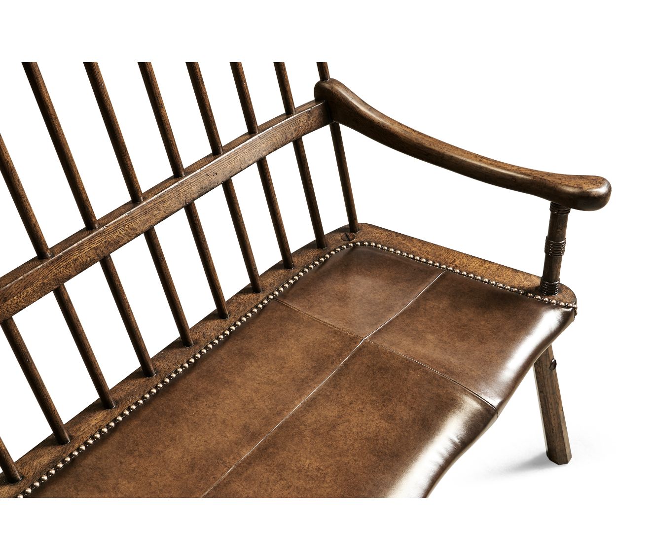 Jonathan Charles Forest Tudor Oak Bench with Leather Seat