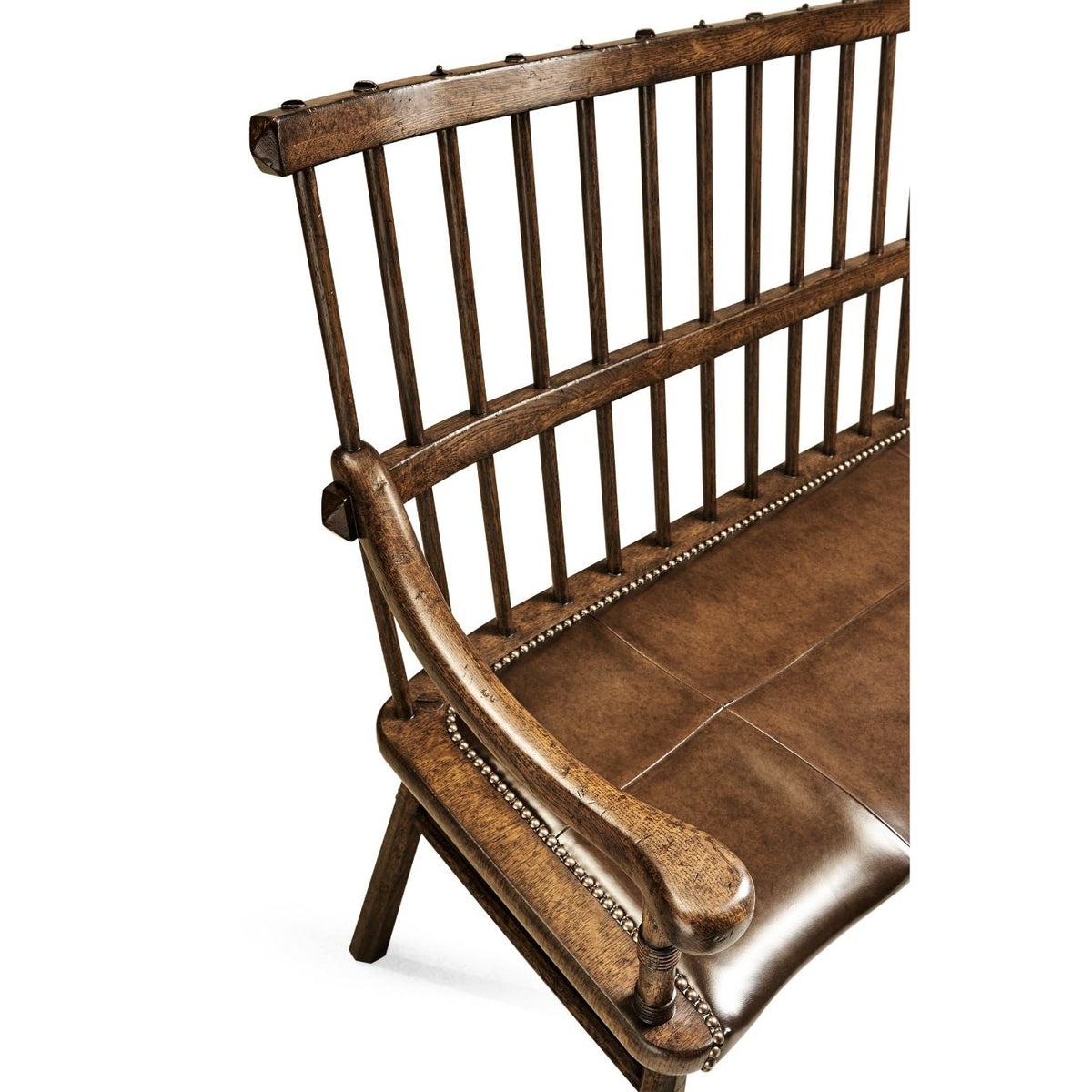 Jonathan Charles Forest Tudor Oak Bench with Leather Seat