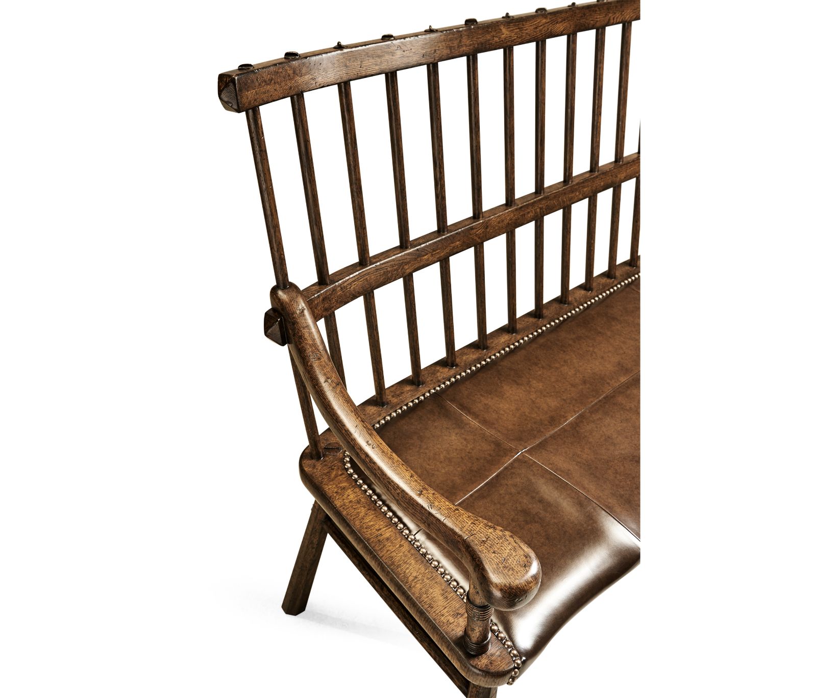Jonathan Charles Forest Tudor Oak Bench with Leather Seat