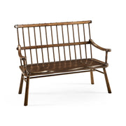 Jonathan Charles Forest Tudor Oak Bench with Leather Seat