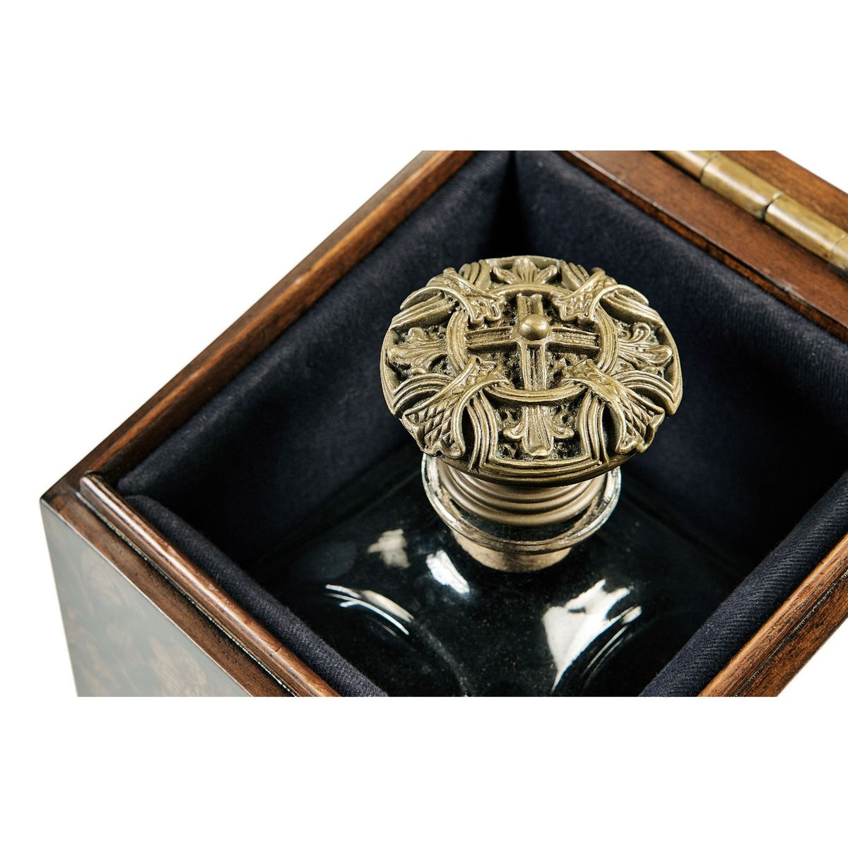 Jonathan Charles Single Glass Decanter & Black Chinoiserie Case