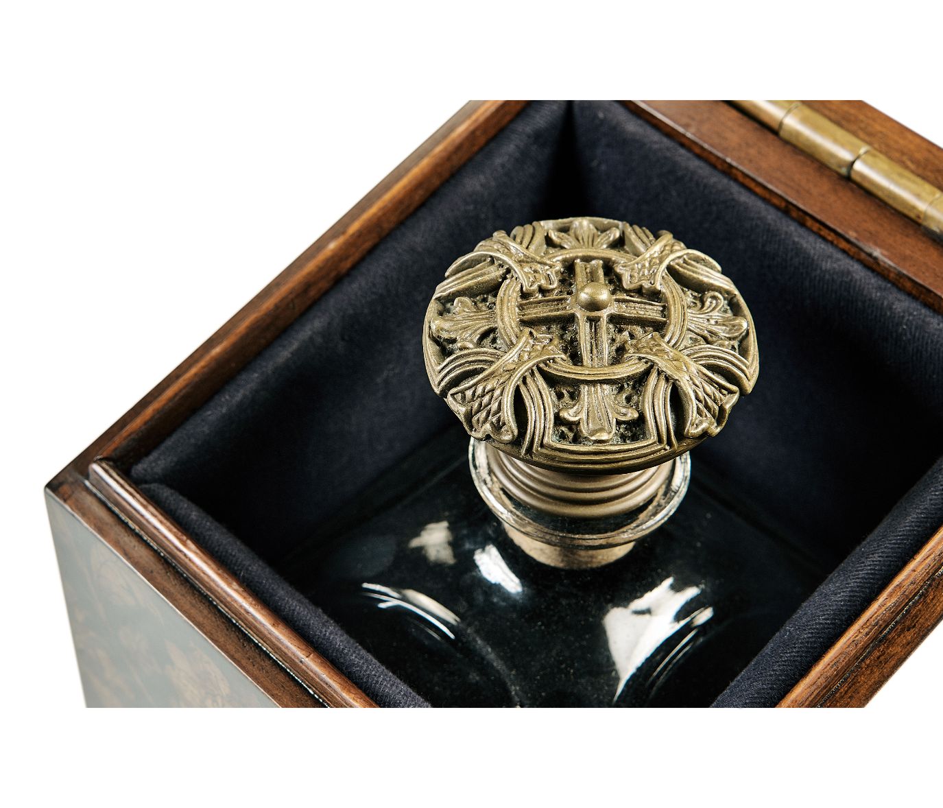 Jonathan Charles Single Glass Decanter & Black Chinoiserie Case