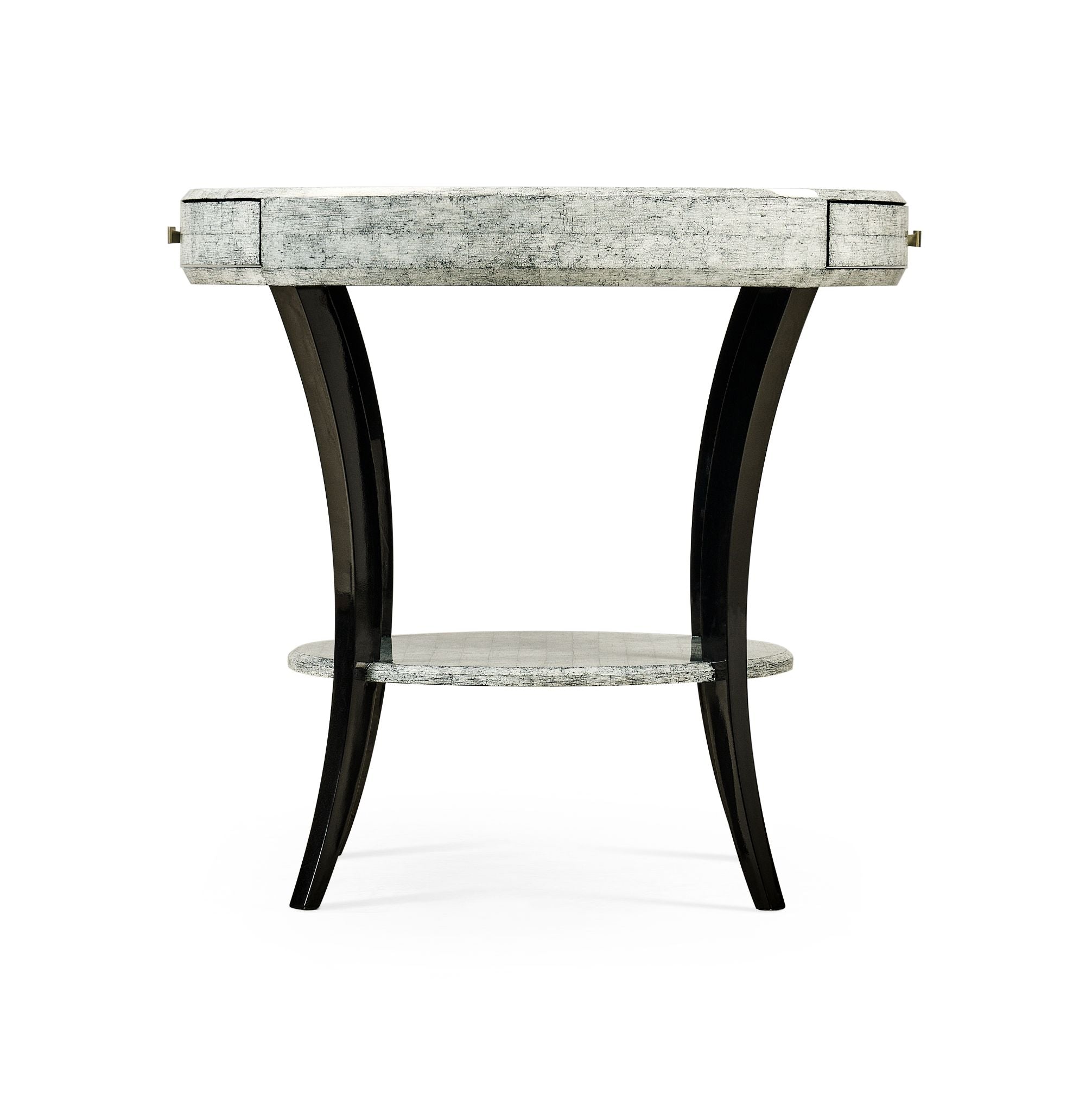Jonathan Charles Round Side Table with Drawer Oriental - Smoke Eggshell