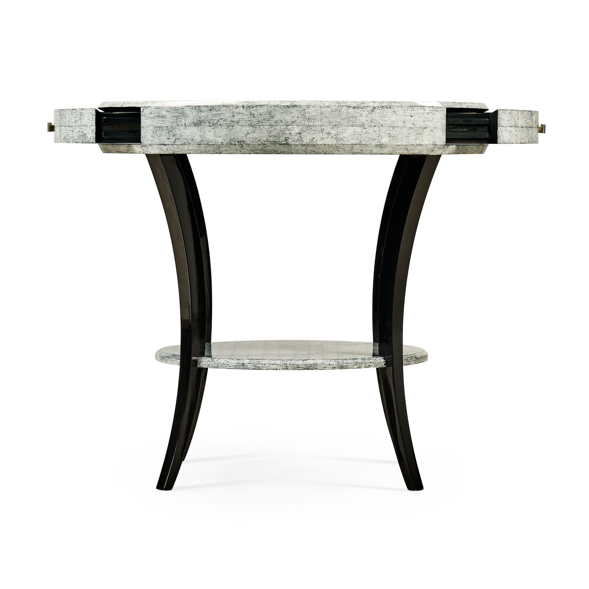 Jonathan Charles Round Side Table with Drawer Oriental - Smoke Eggshell
