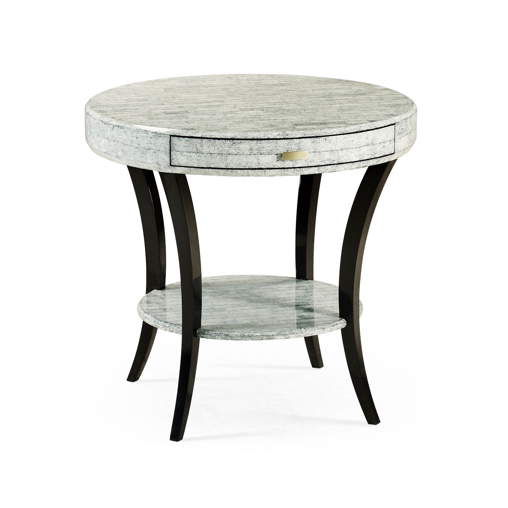 Jonathan Charles Round Side Table with Drawer Oriental - Smoke Eggshell