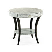 Jonathan Charles Round Side Table with Drawer Oriental - Smoke Eggshell