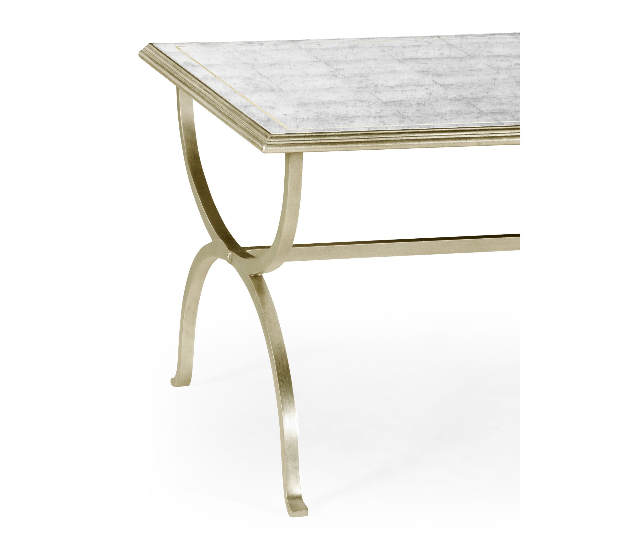 Jonathan Charles Coffee Table Hourglass in Eglomise - Silver