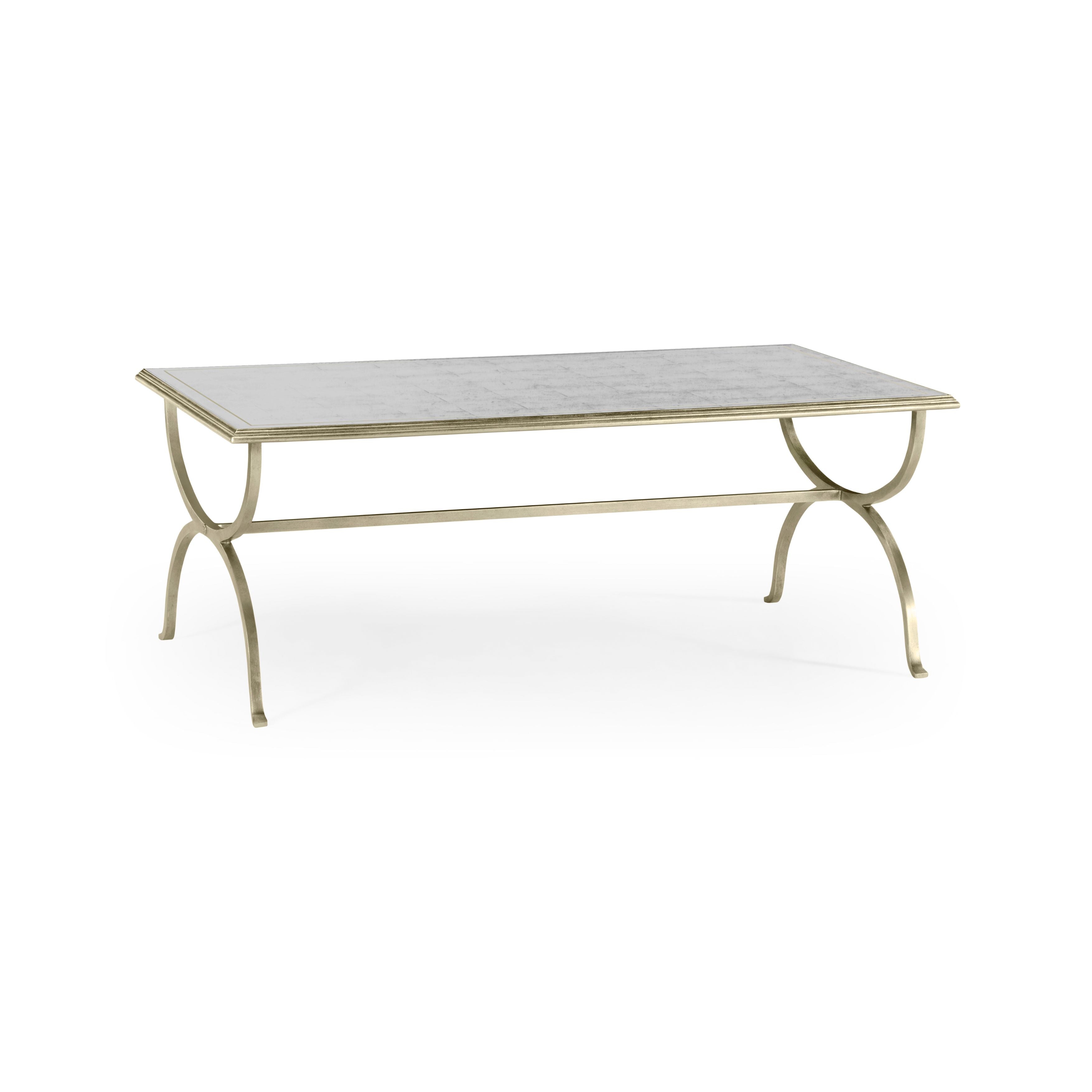 Jonathan Charles Coffee Table Hourglass in Eglomise - Silver