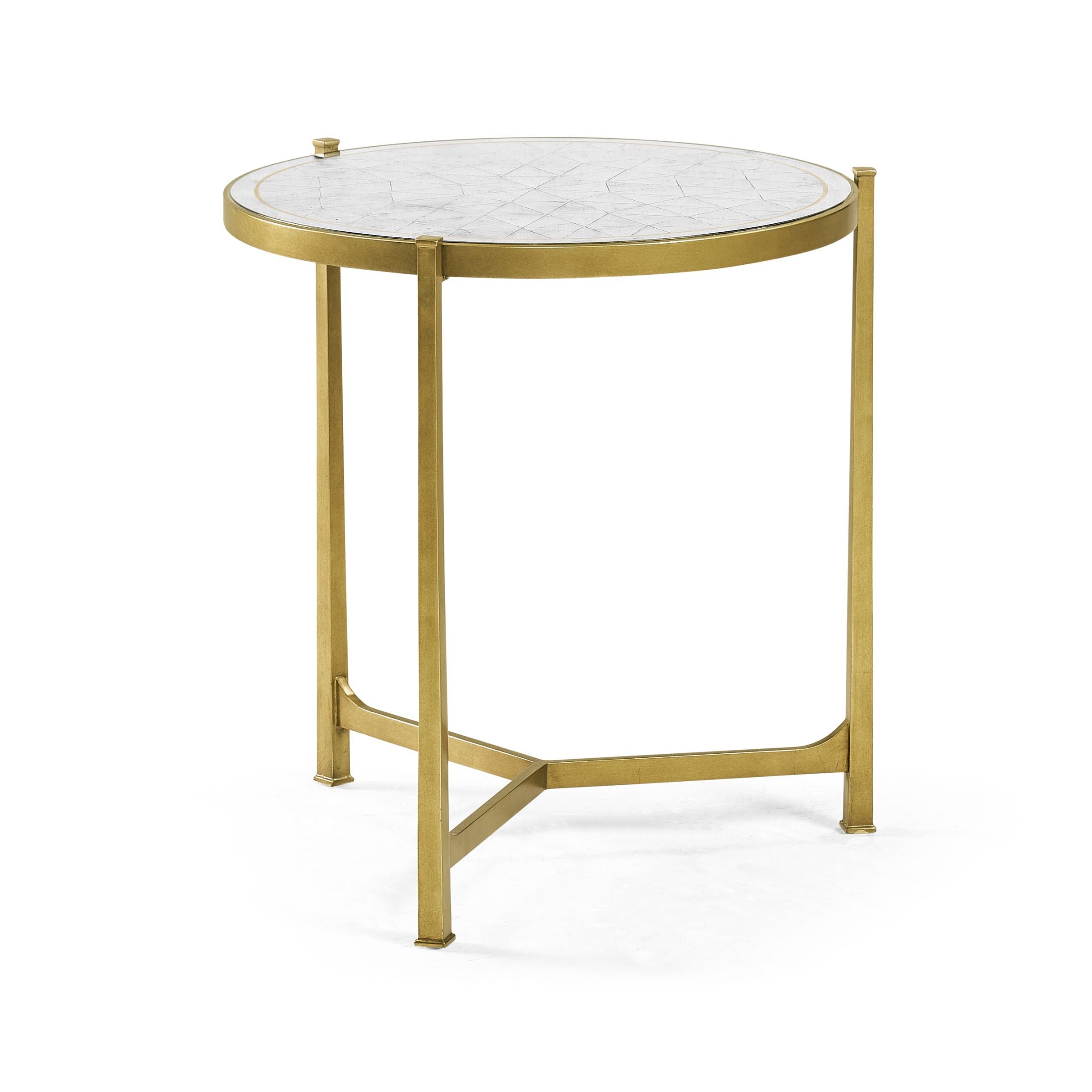 Jonathan Charles Large Round Lamp Table Contemporary in Eglomise - Gilded