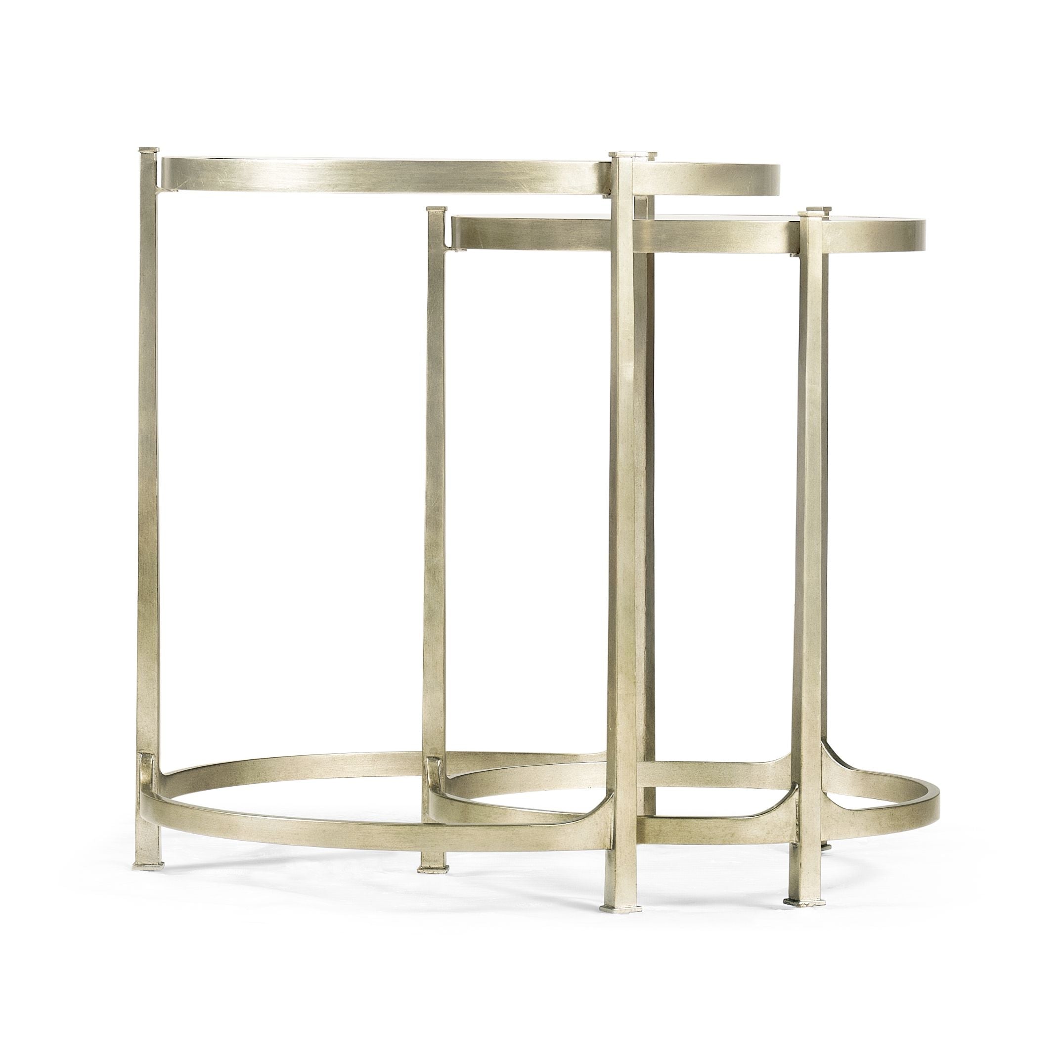 Jonathan Charles Round Nest of Tables Contemporary - Silver