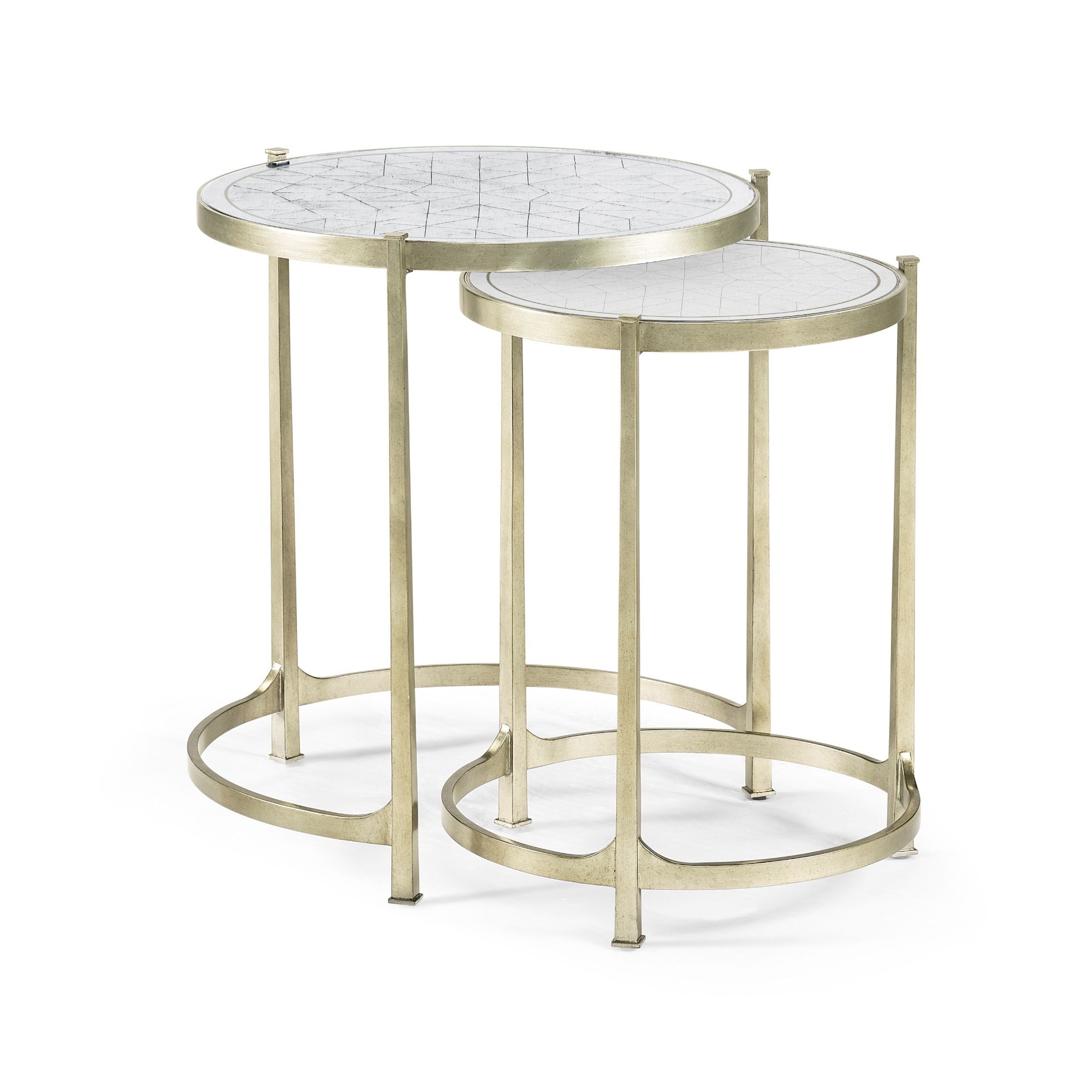 Jonathan Charles Round Nest of Tables Contemporary - Silver