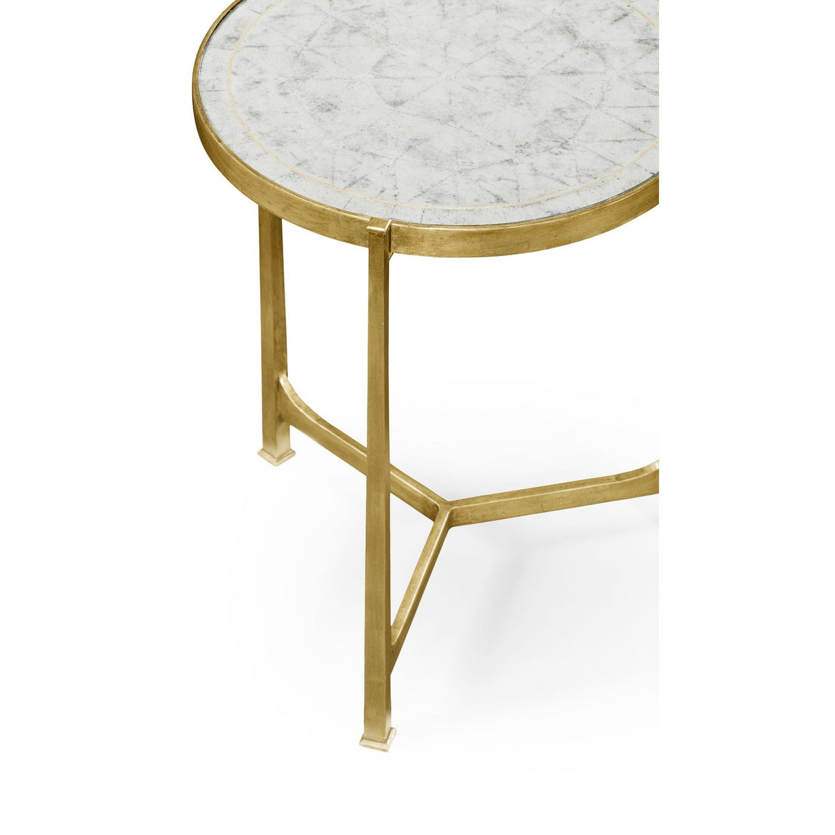 Jonathan Charles Round End Table Contemporary in Eglomise - Gilded