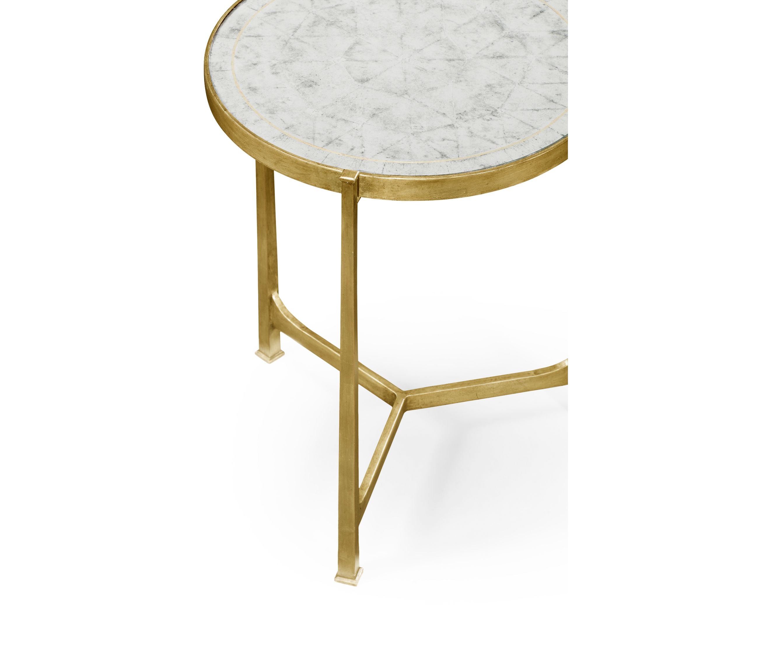 Jonathan Charles Round End Table Contemporary in Eglomise - Gilded