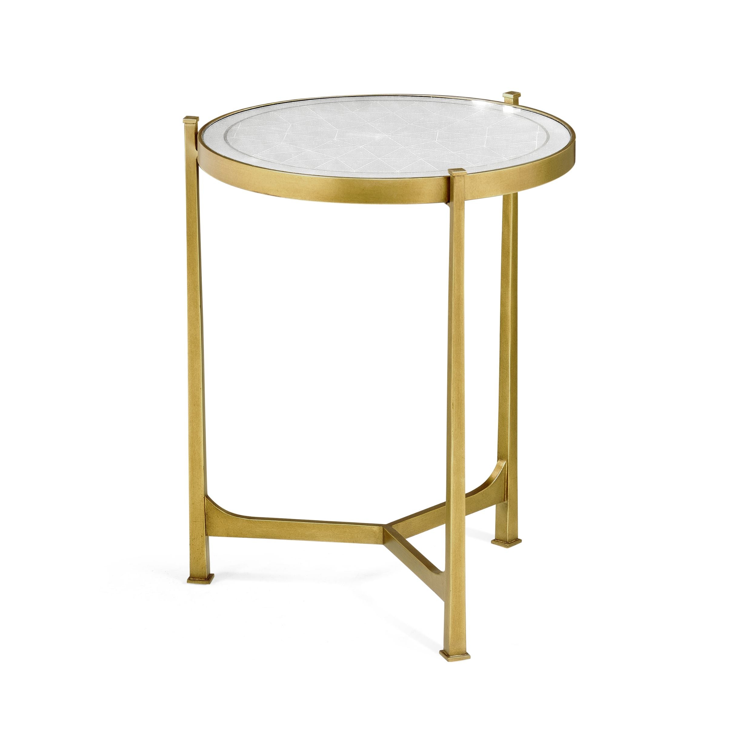 Jonathan Charles Round End Table Contemporary in Eglomise - Gilded