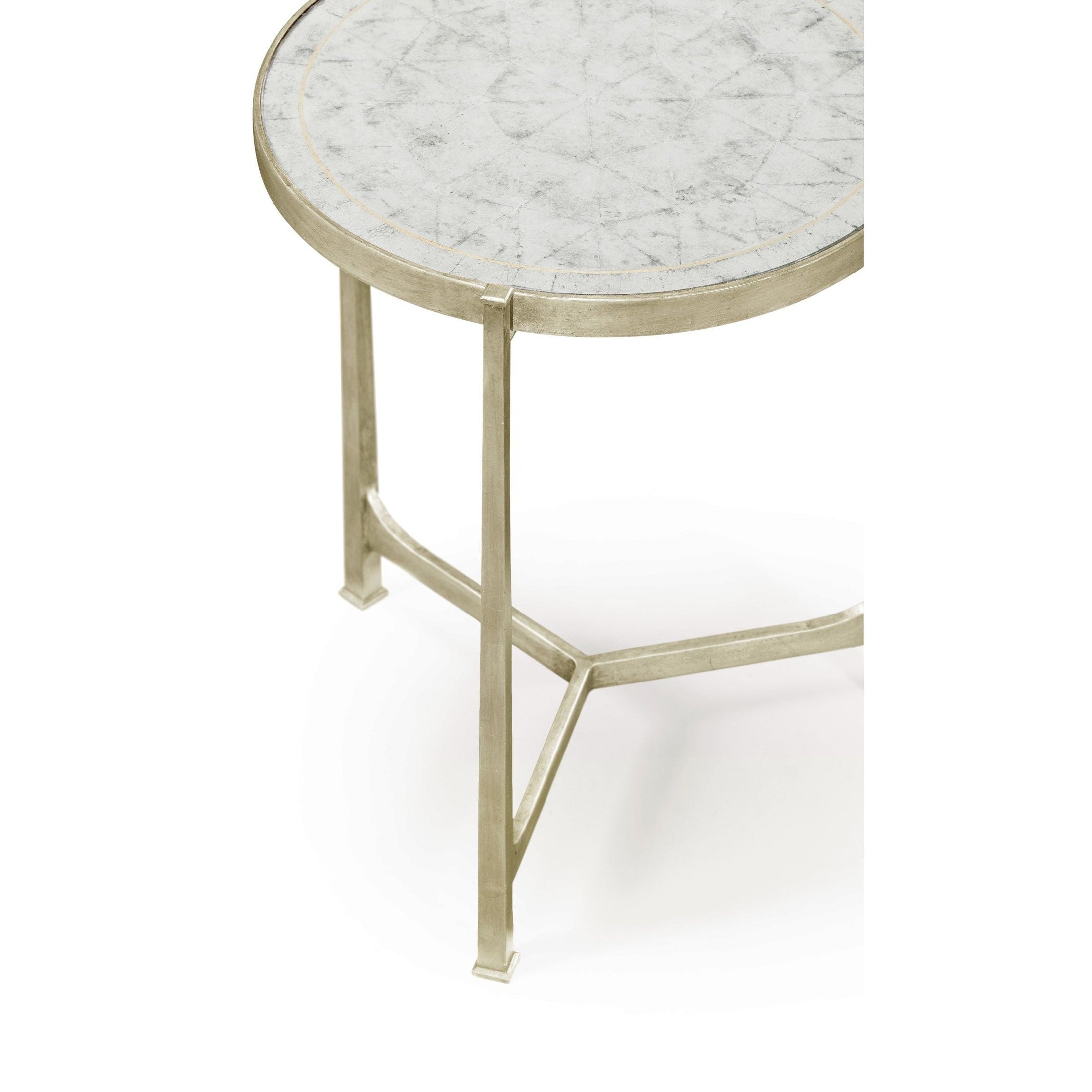 Jonathan Charles Round End Table Contemporary in Eglomise - Silver