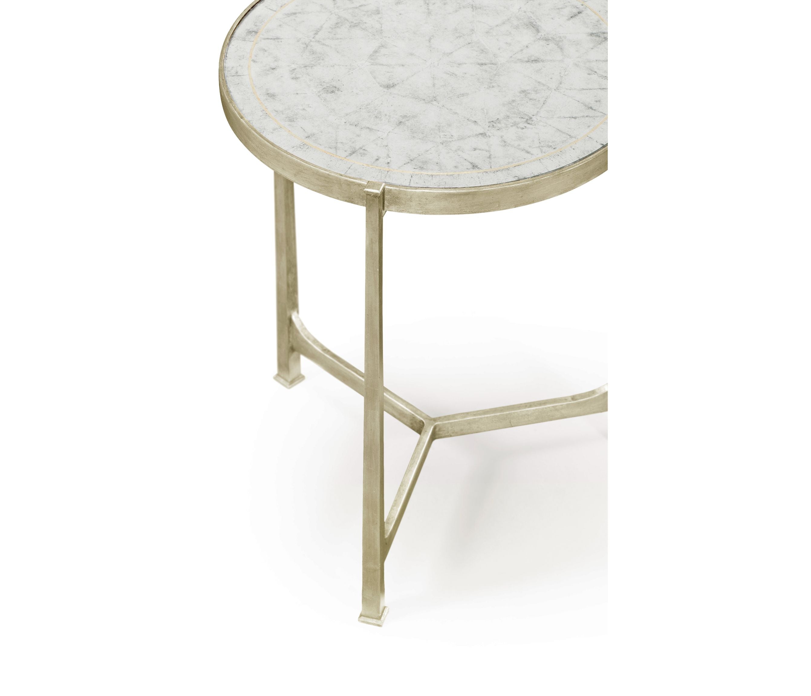 Jonathan Charles Round End Table Contemporary in Eglomise - Silver