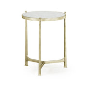 Jonathan Charles Round End Table Contemporary in Eglomise - Silver
