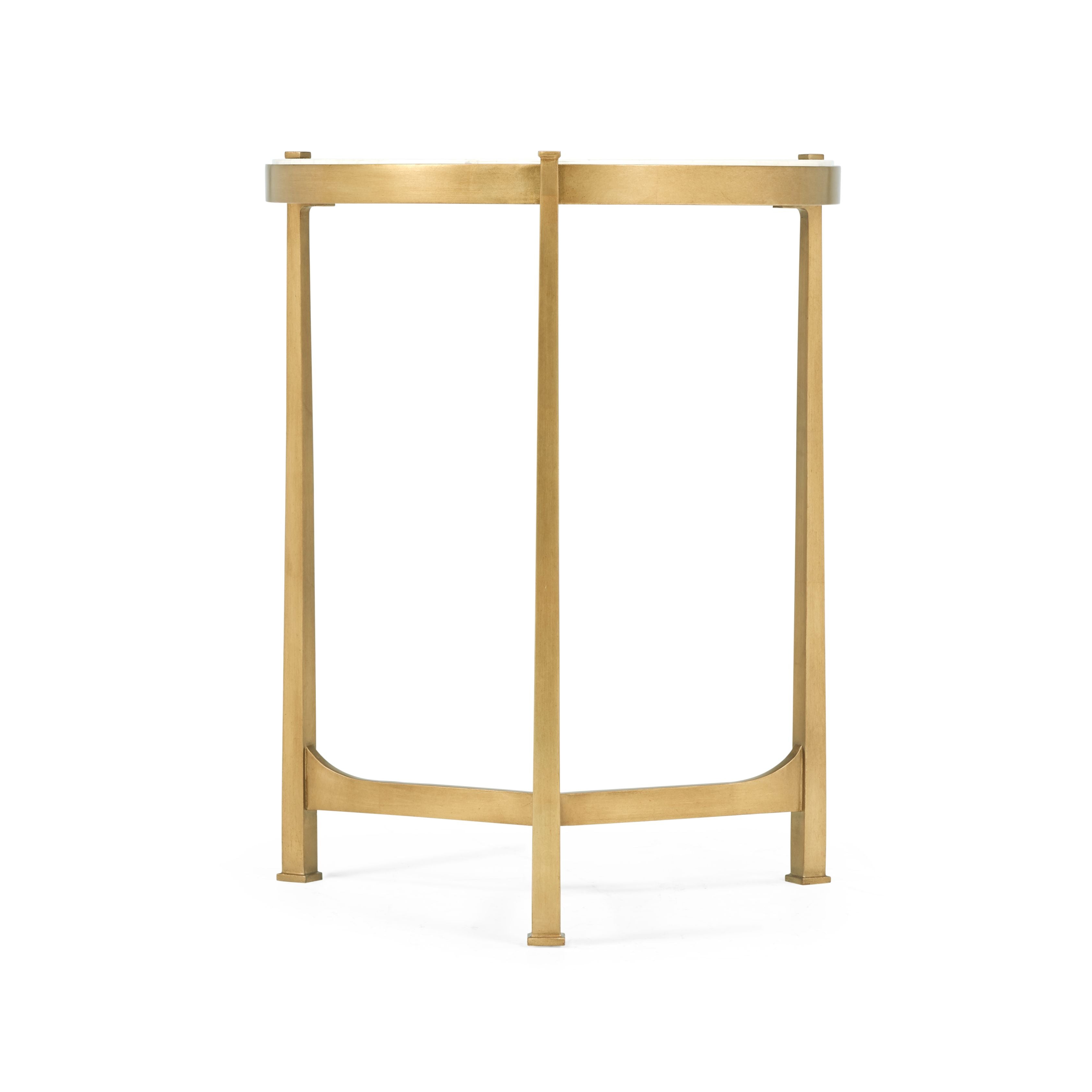Jonathan Charles Round End Table Contemporary in Scagliola - Gilded