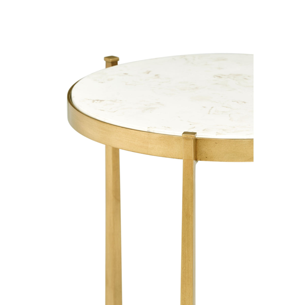 Jonathan Charles Round End Table Contemporary in Scagliola - Gilded
