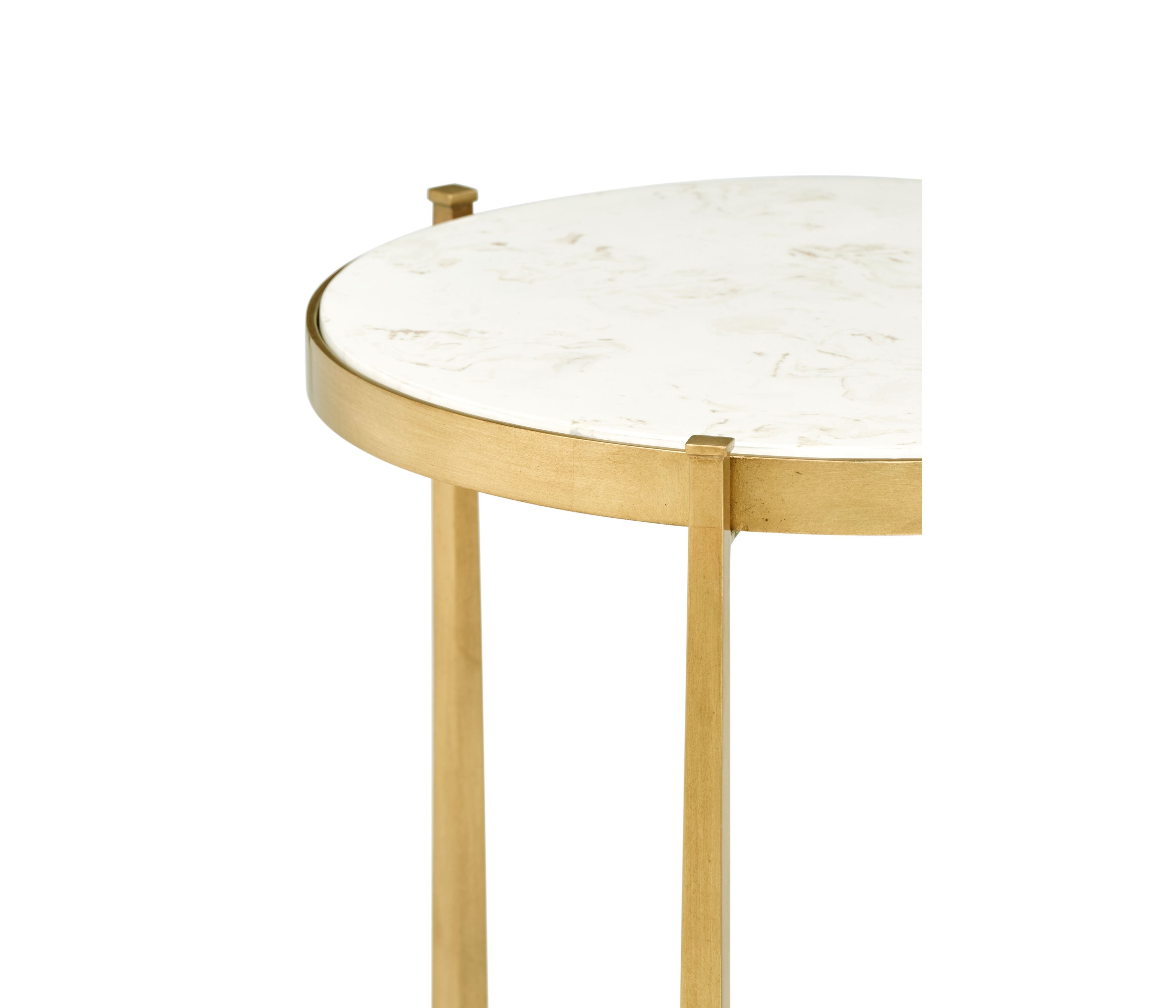Jonathan Charles Round End Table Contemporary in Scagliola - Gilded