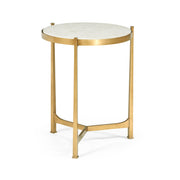 Jonathan Charles Round End Table Contemporary in Scagliola - Gilded