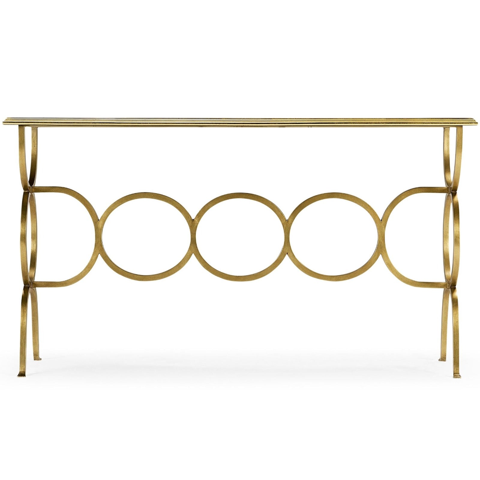 Jonathan Charles Circles Console Table in Gilded Iron