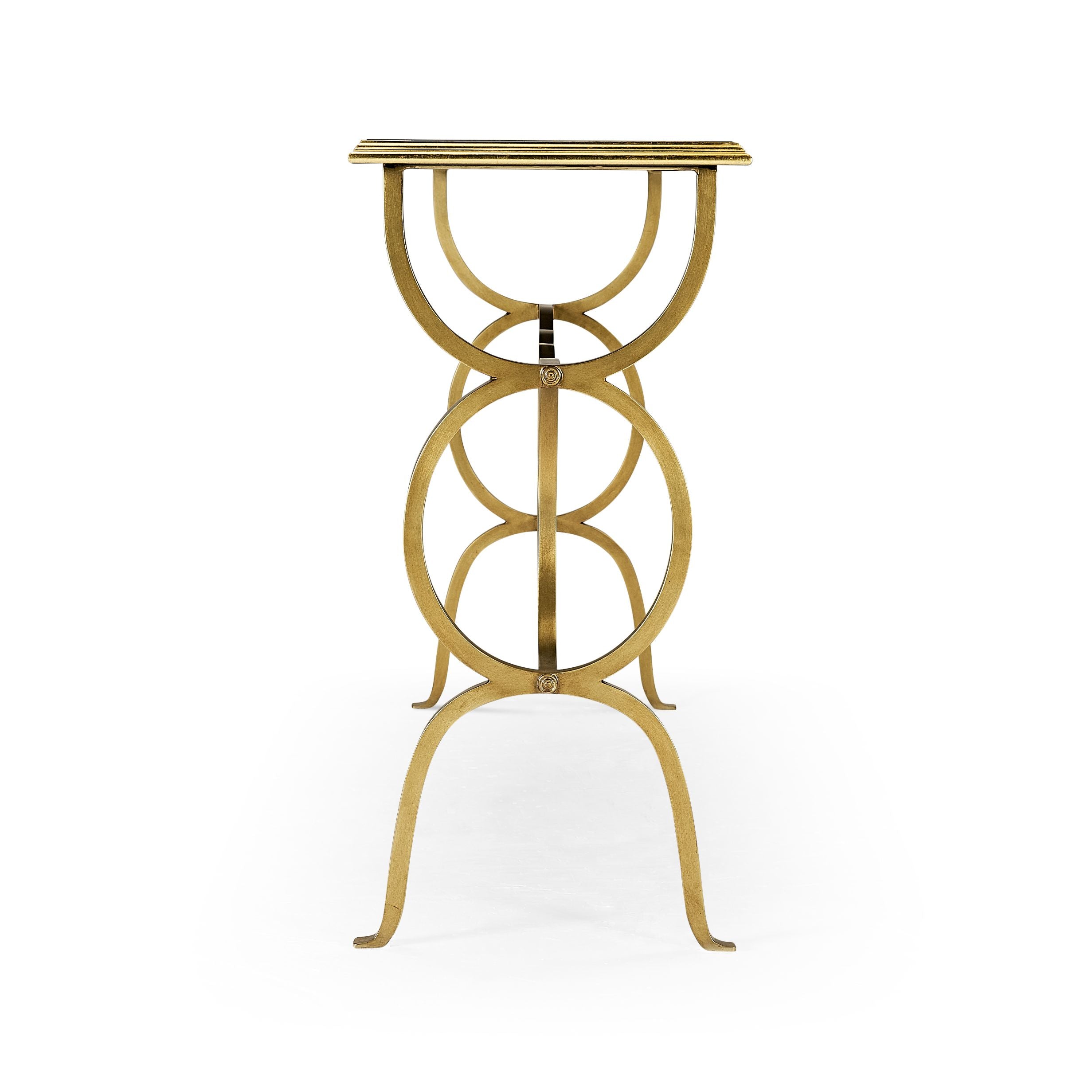 Jonathan Charles Circles Console Table in Gilded Iron