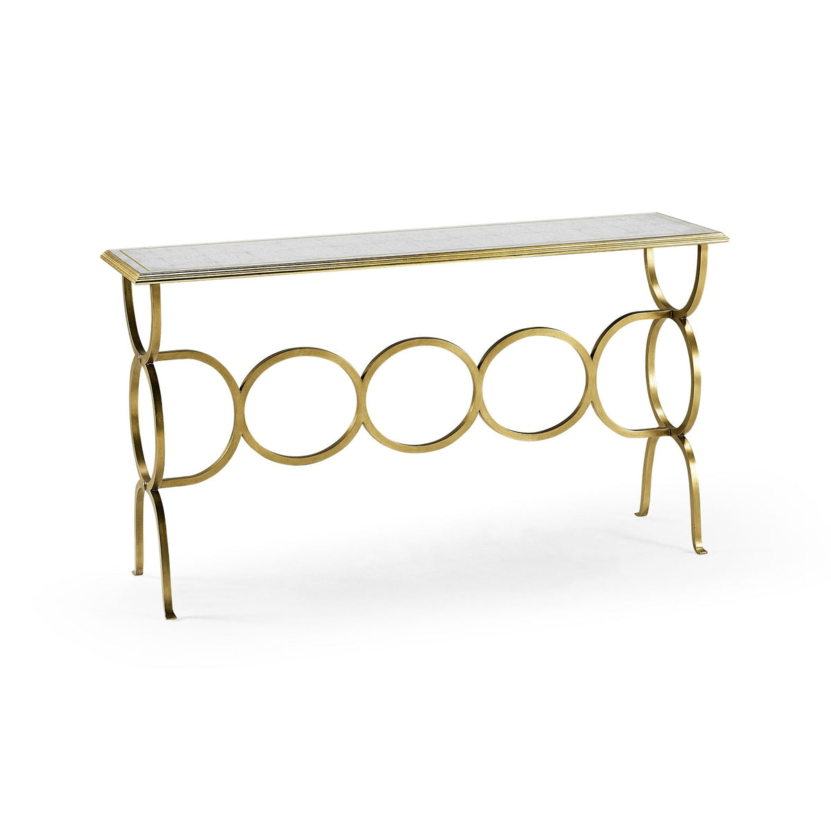 Jonathan Charles Circles Console Table in Gilded Iron