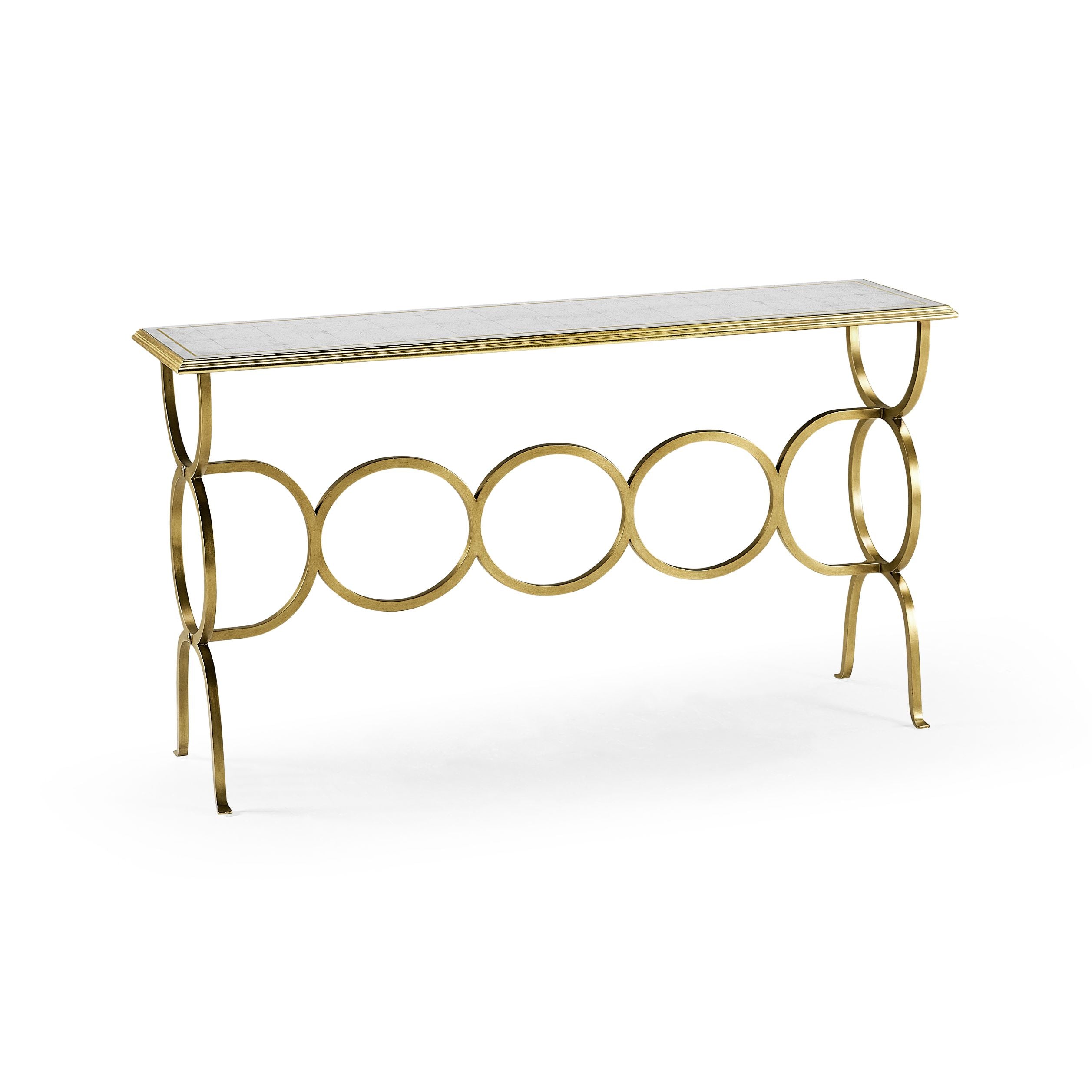 Jonathan Charles Circles Console Table in Gilded Iron