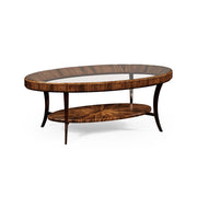 Jonathan Charles Oval Coffee Table Glass Topped High Lustre