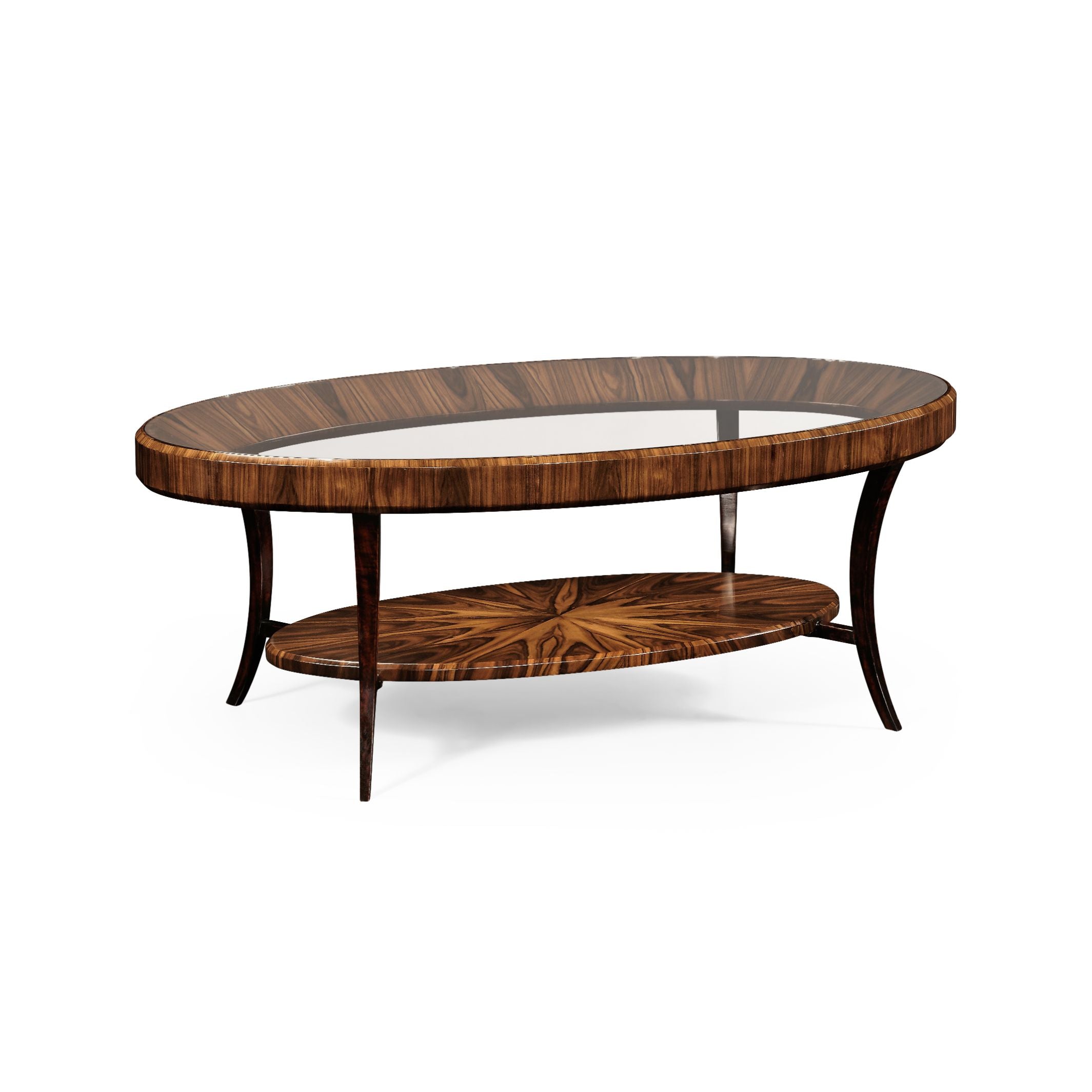 Jonathan Charles Oval Coffee Table Glass Topped High Lustre