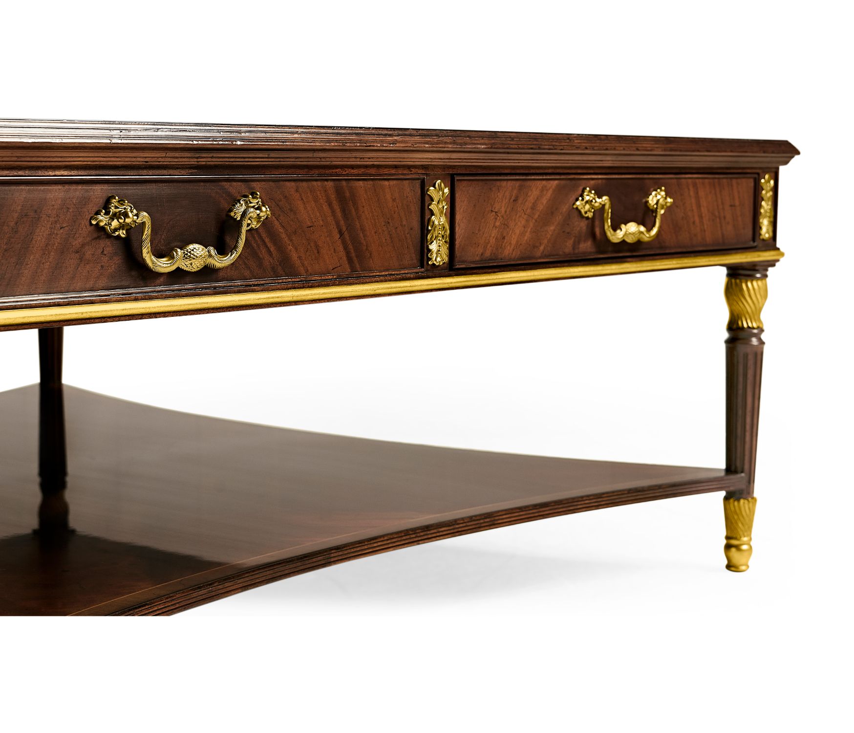 Jonathan Charles Mahogany William IV Style Gilded Square Coffee Table