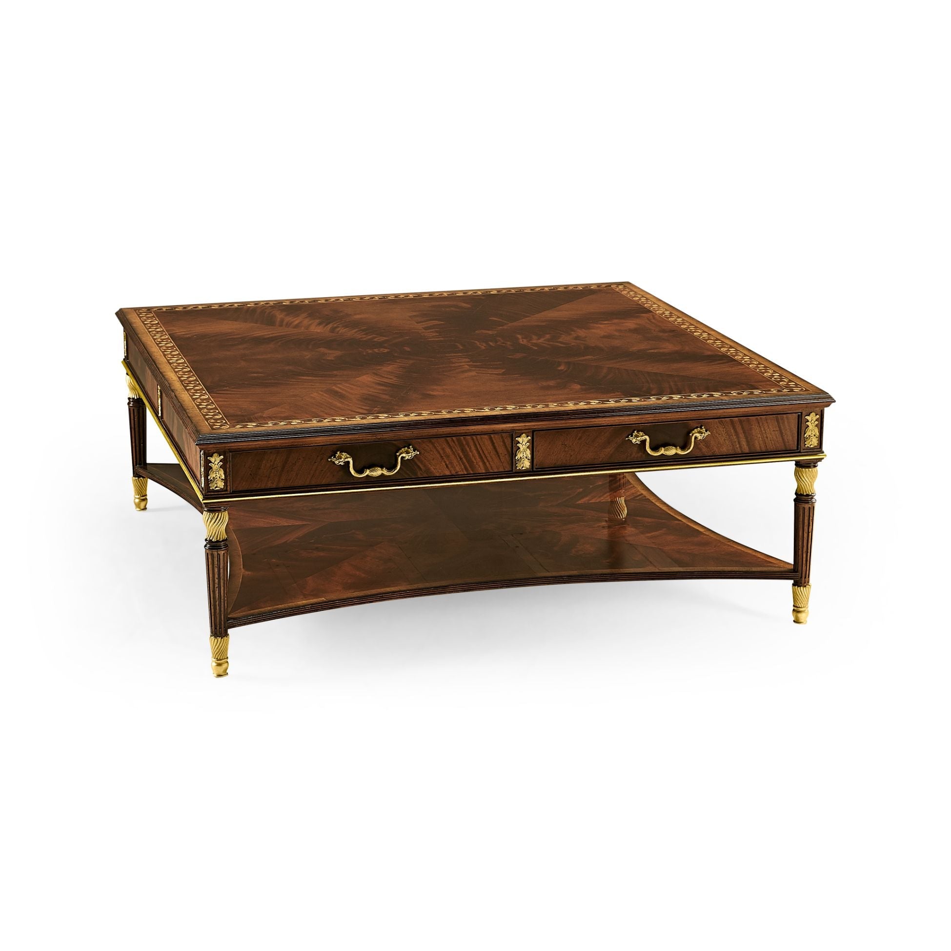 Jonathan Charles Mahogany William IV Style Gilded Square Coffee Table