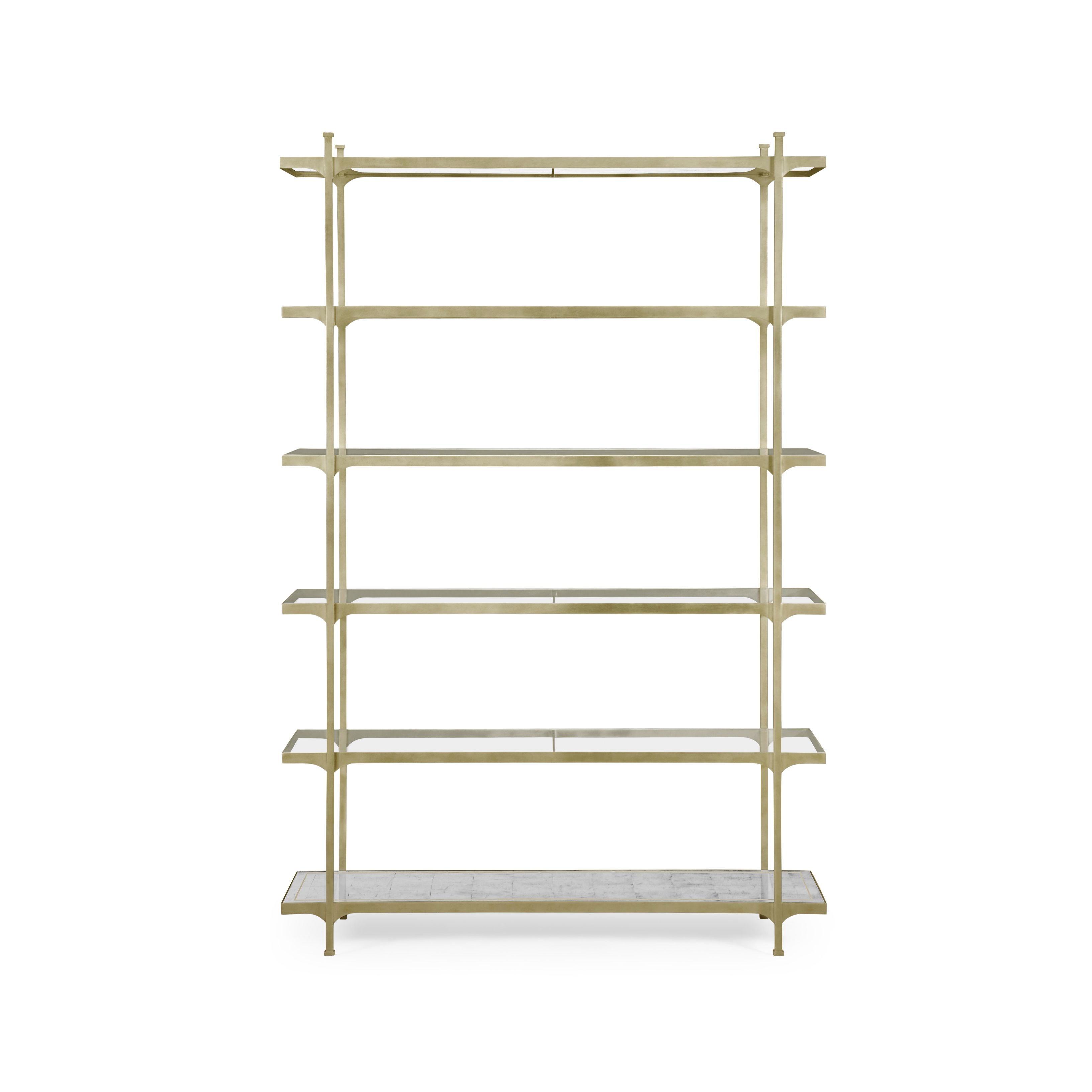 Jonathan Charles Wide Etagere Contemporary Six-Tier - Silver