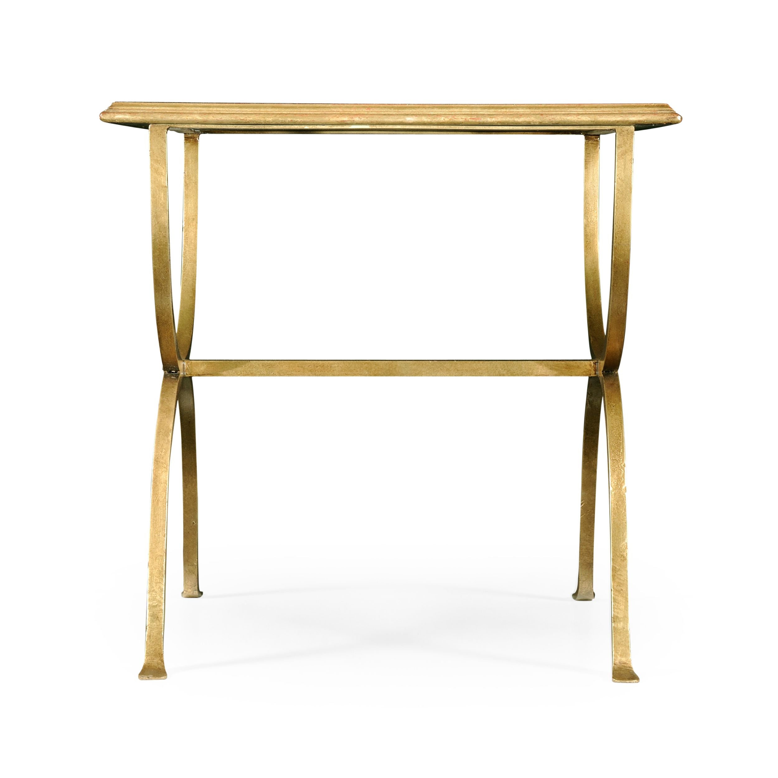 Jonathan Charles Square Side Table Horseshoe - Gilded
