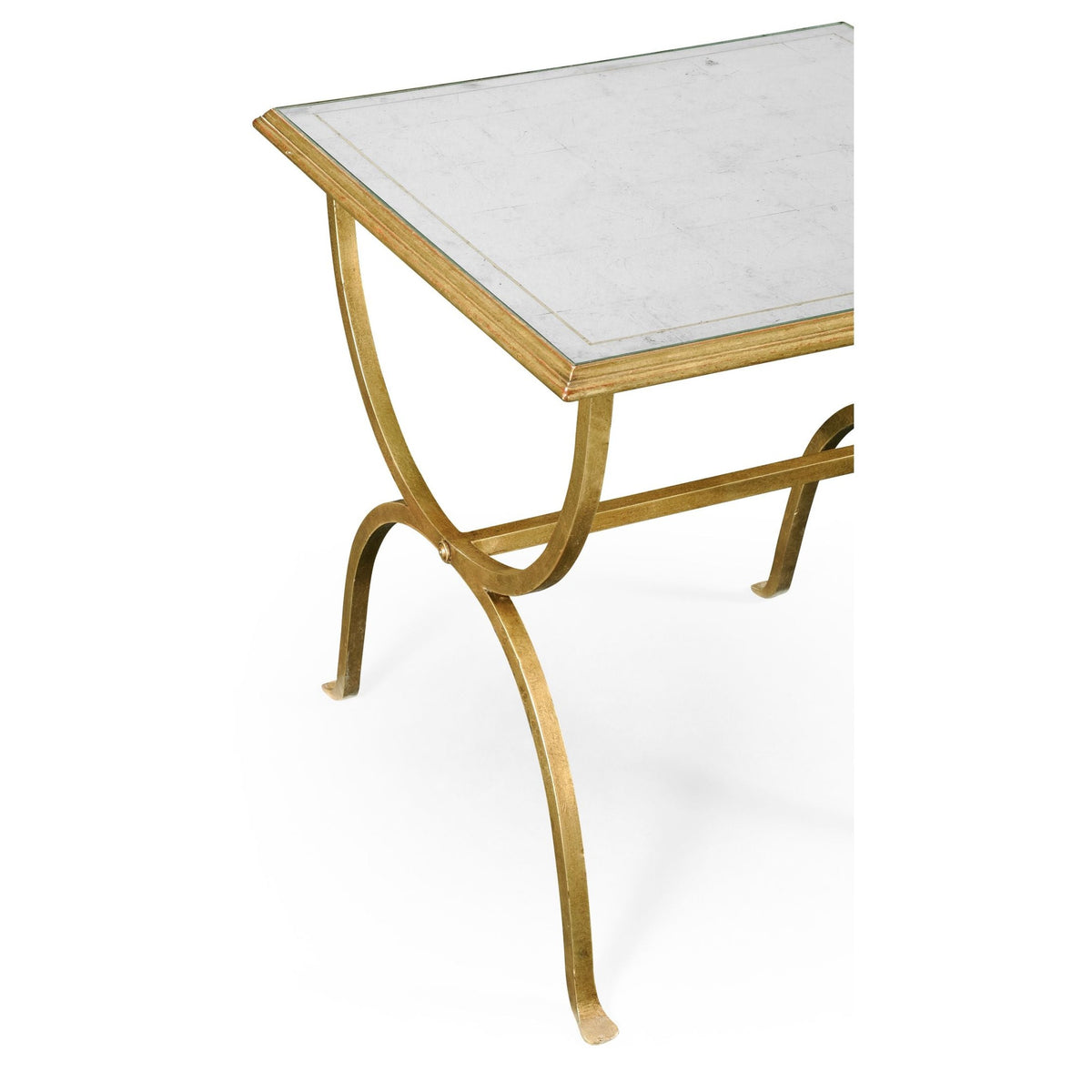 Jonathan Charles Square Side Table Horseshoe - Gilded