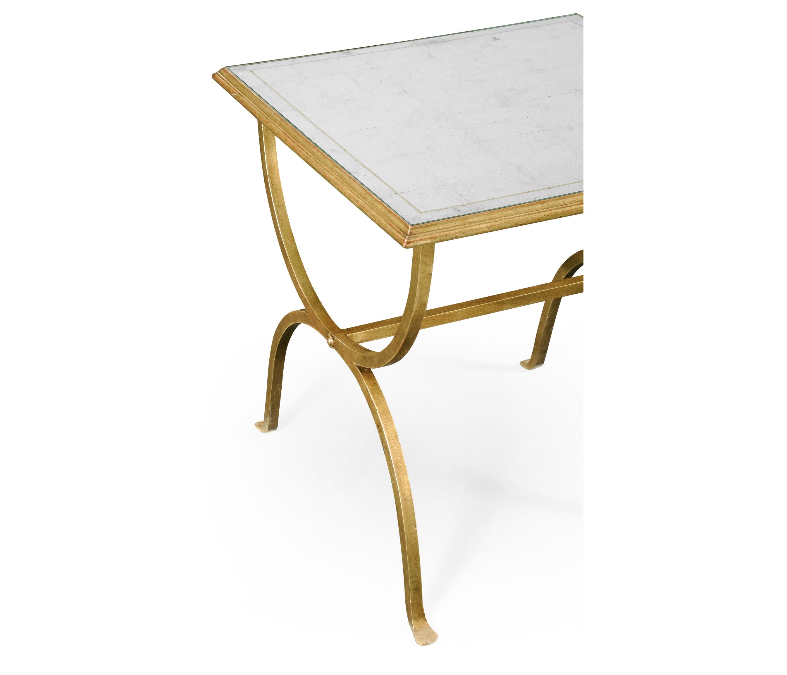 Jonathan Charles Square Side Table Horseshoe - Gilded