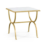 Jonathan Charles Square Side Table Horseshoe - Gilded