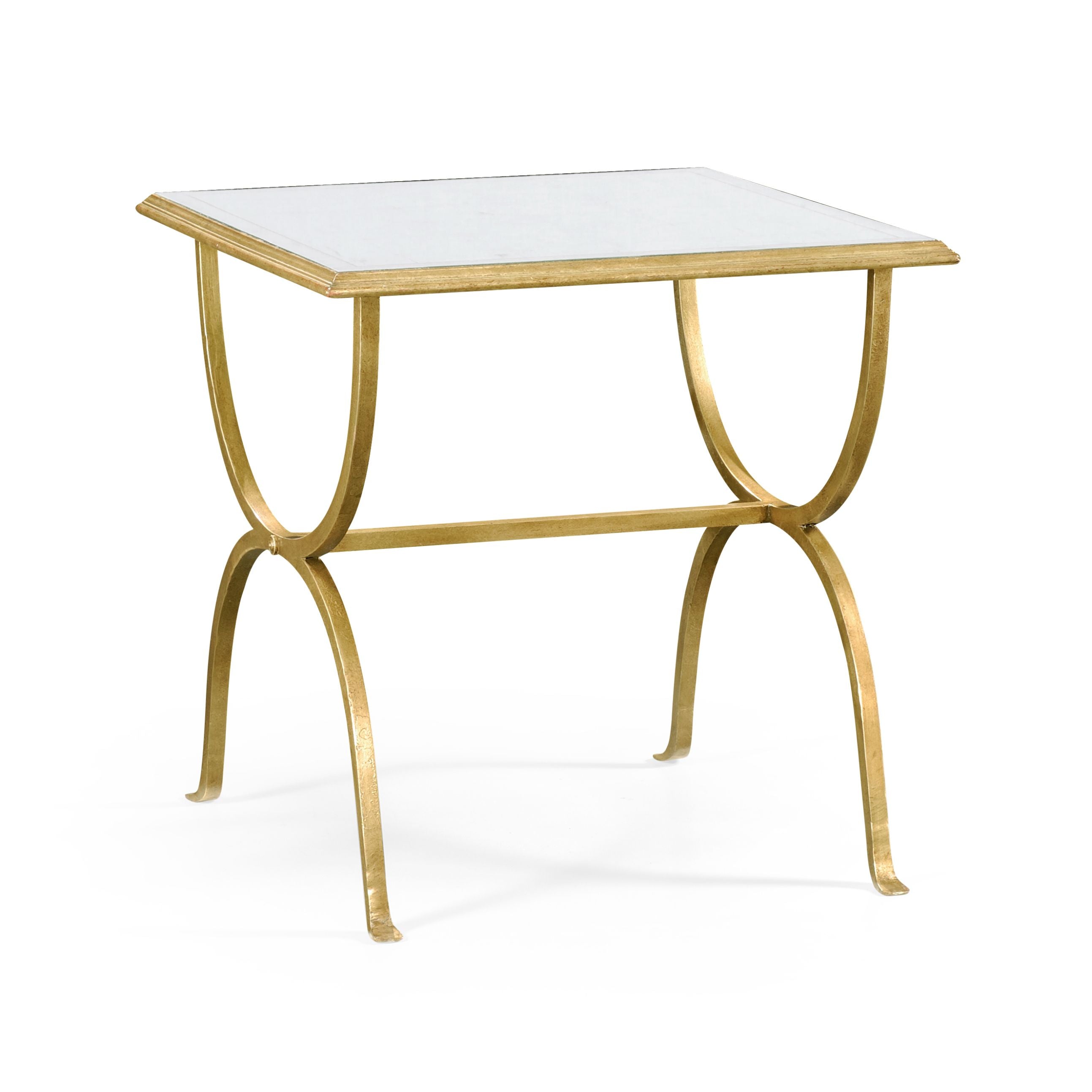 Jonathan Charles Square Side Table Horseshoe - Gilded