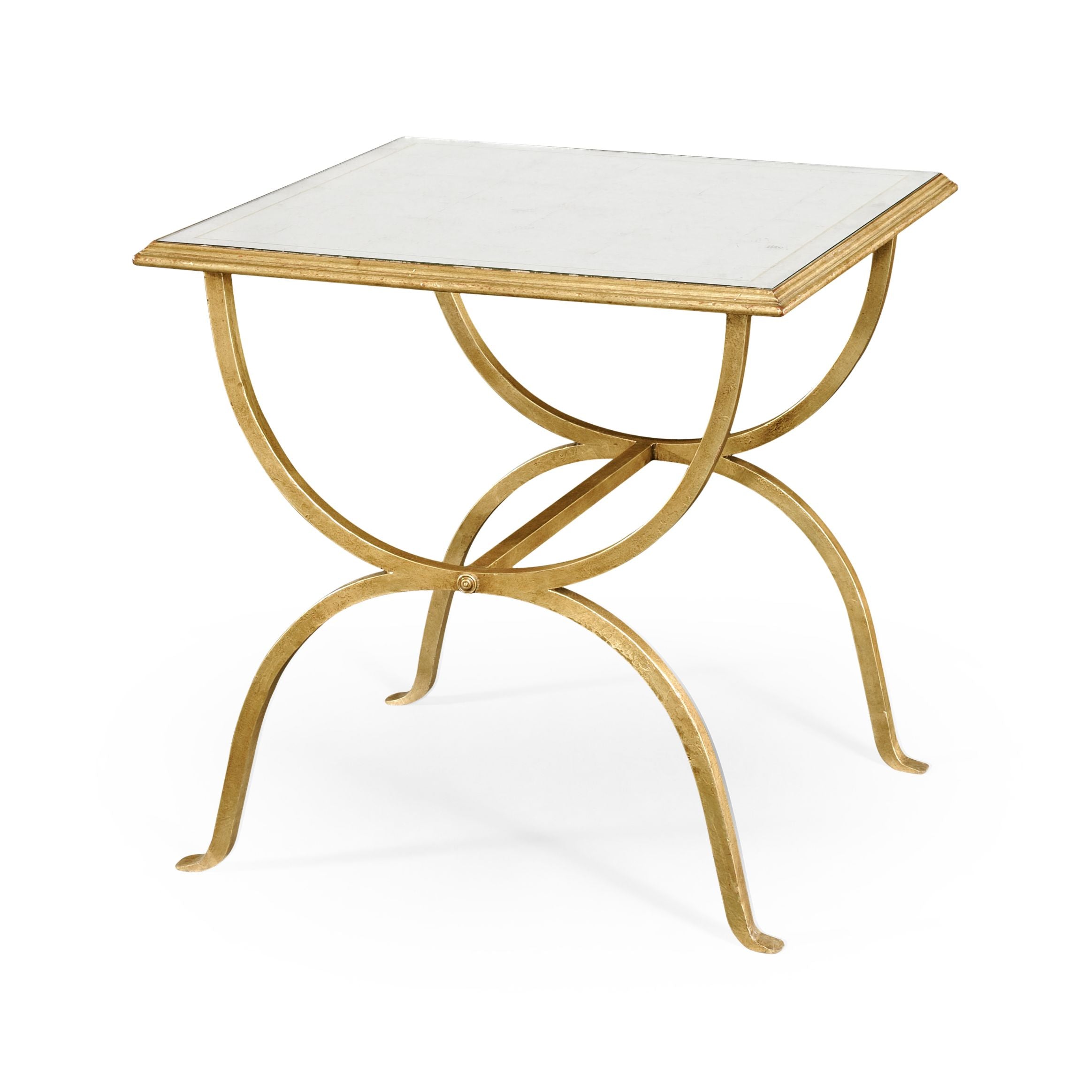 Jonathan Charles Square Side Table Horseshoe - Gilded