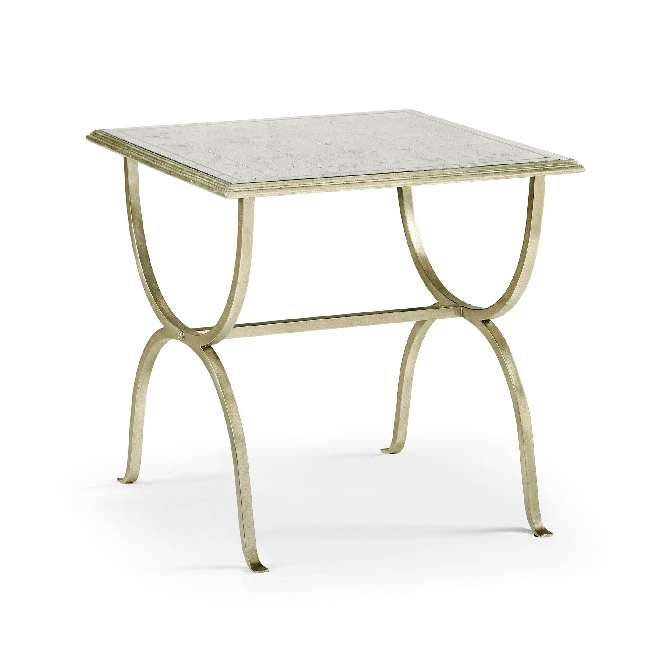 Jonathan Charles Square Side Table Horseshoe - Silver
