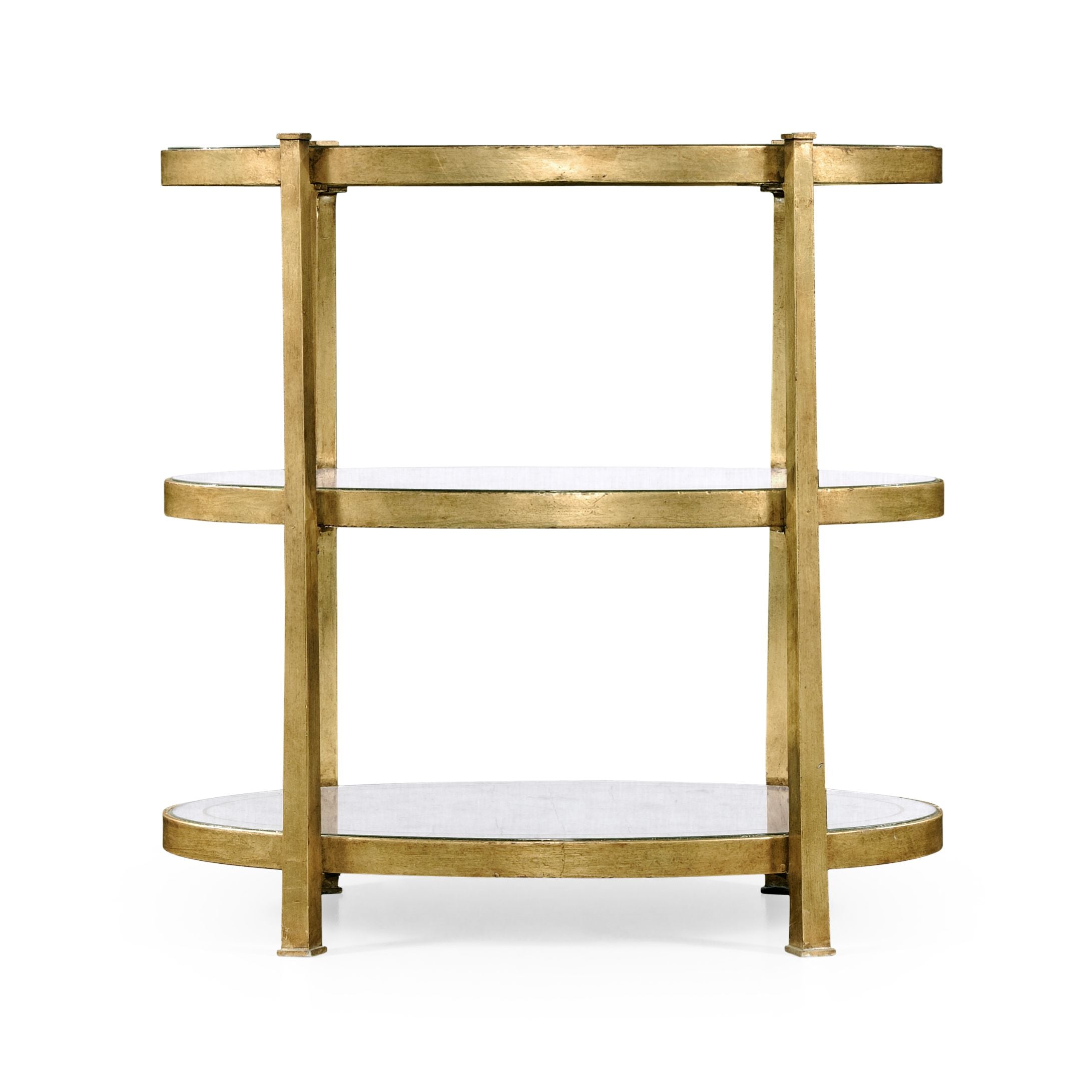 Jonathan Charles Small Oval Side Table Contemporary Three-Tier - Gilded
