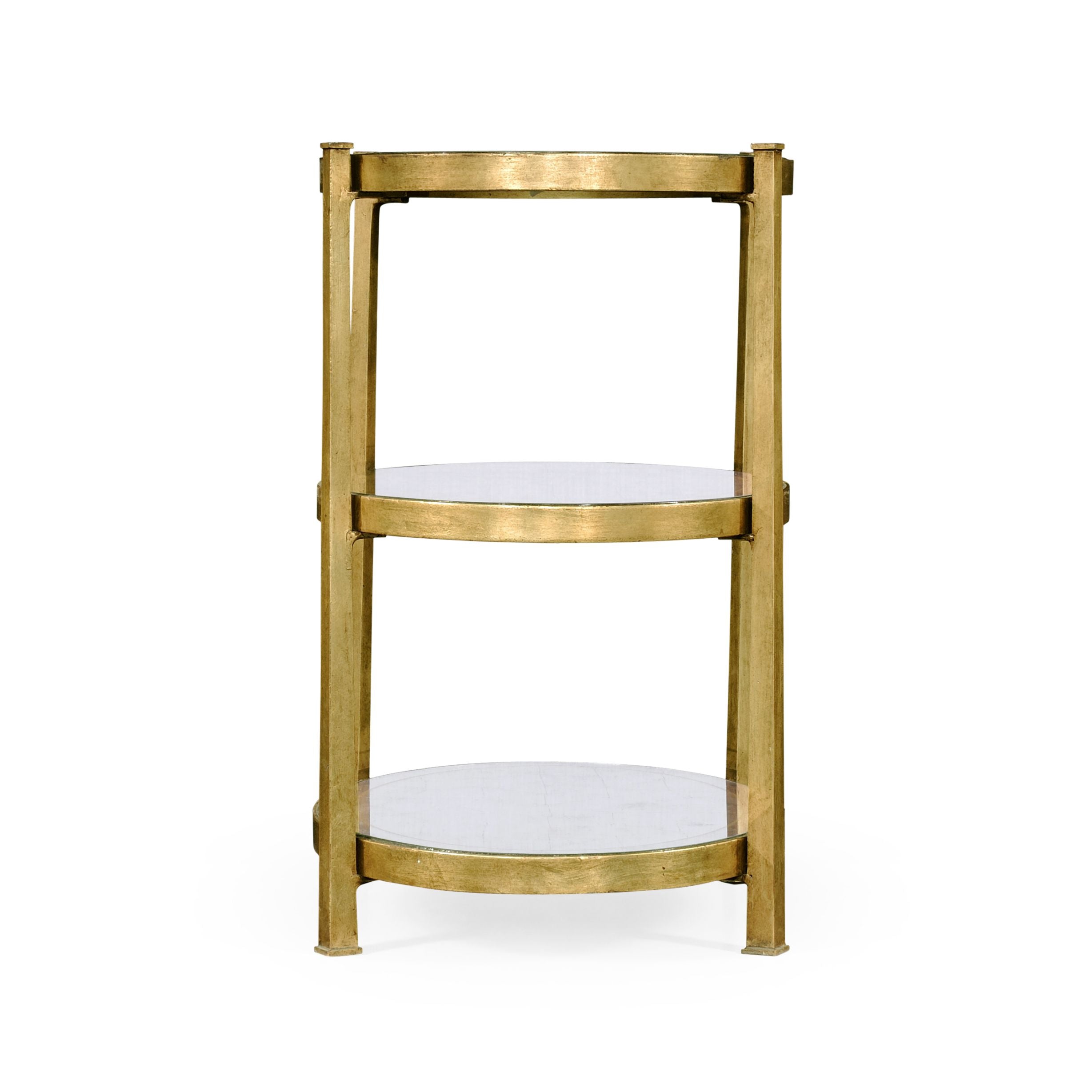 Jonathan Charles Small Oval Side Table Contemporary Three-Tier - Gilded